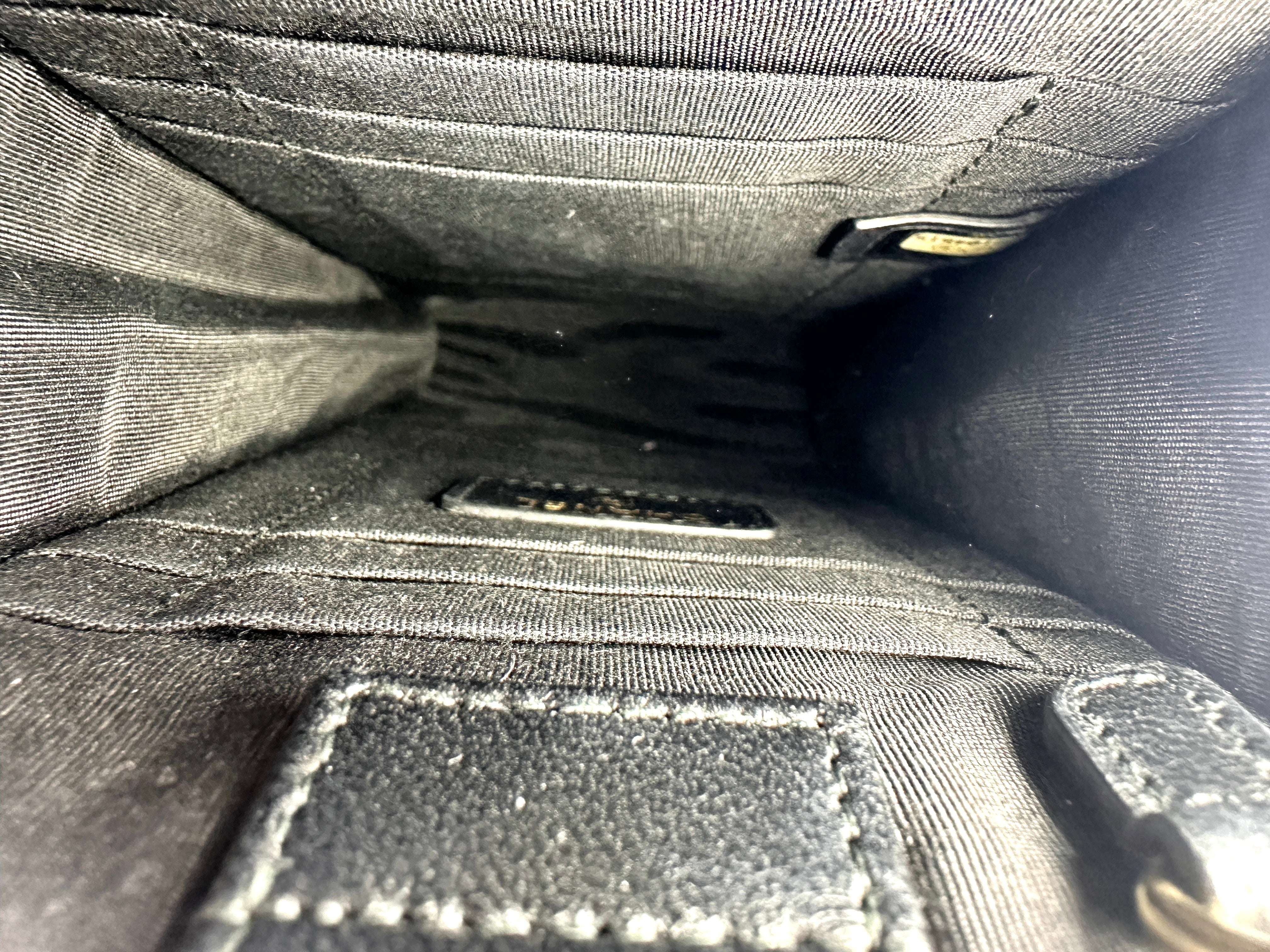 Chanel Black Tweed PVC Logo Chain Shoulder Bag