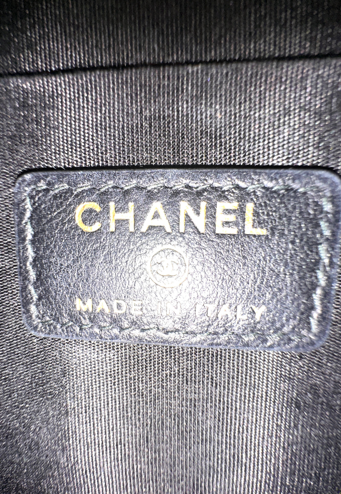 Chanel Black Tweed PVC Logo Chain Shoulder Bag