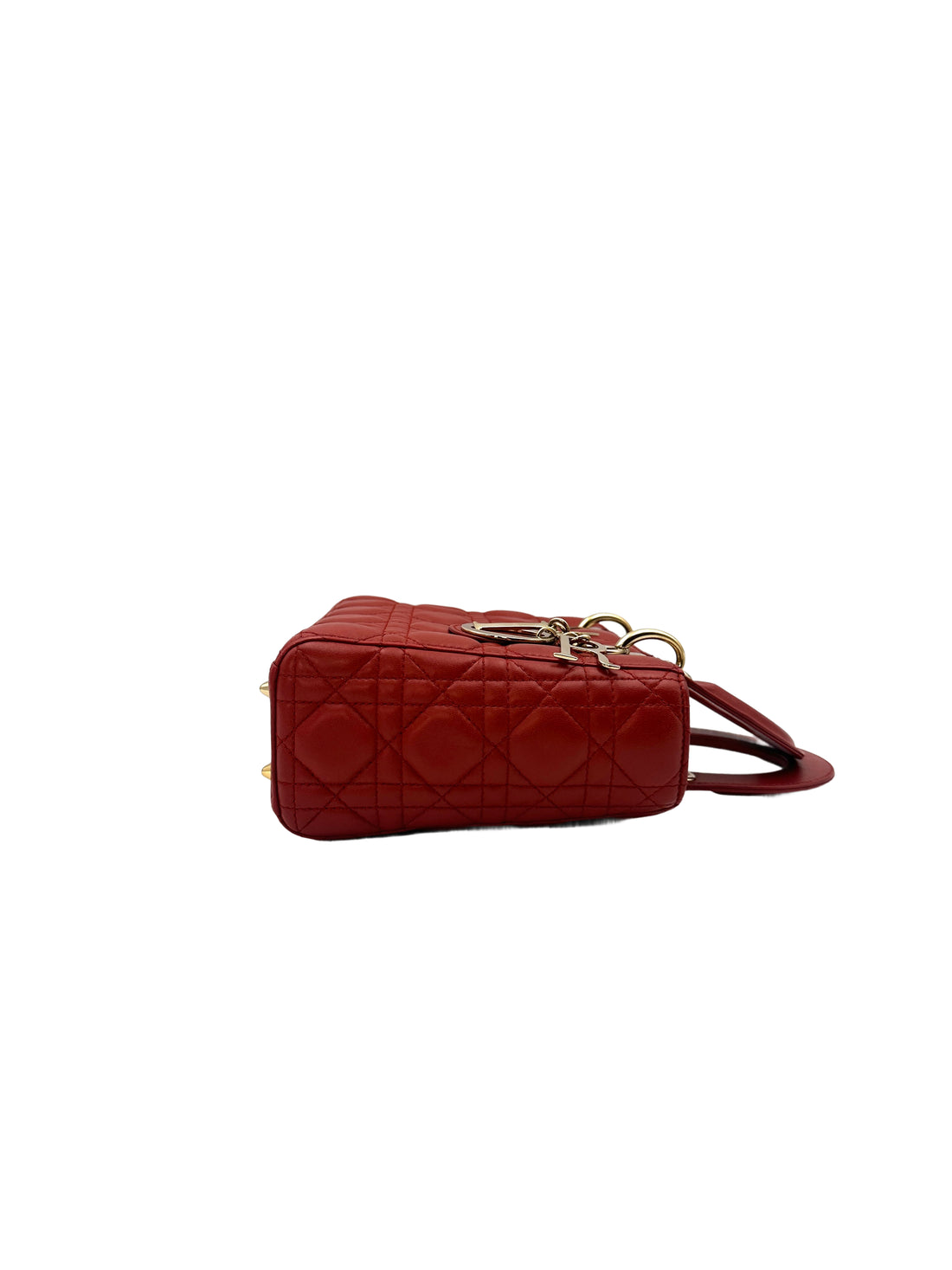 Christian Dior Lady Dior Red Cannage Handle Bag with Charms
