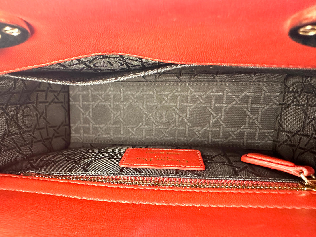 Christian Dior Lady Dior Red Cannage Handle Bag with Charms