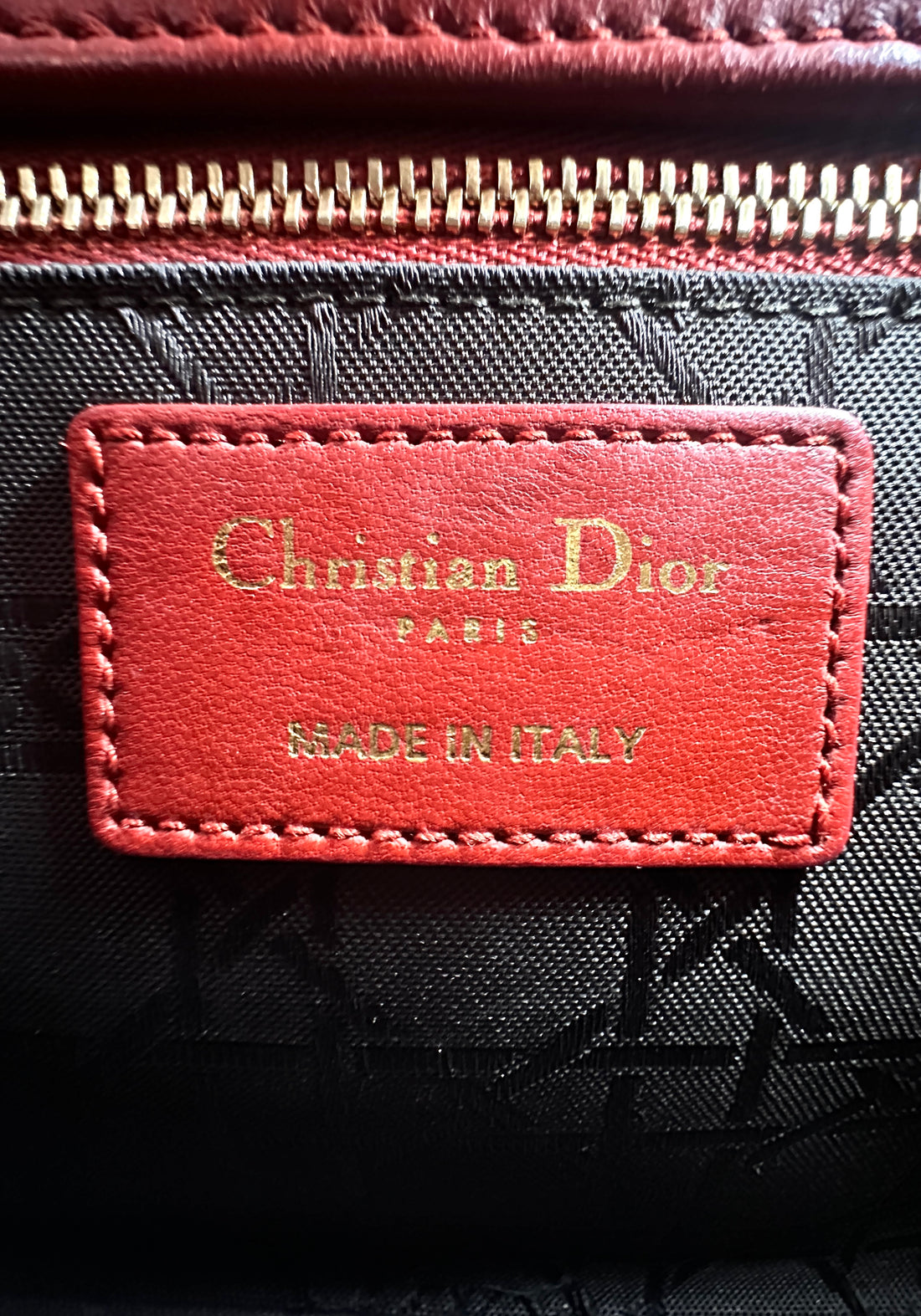 Christian Dior Lady Dior Red Cannage Handle Bag with Charms