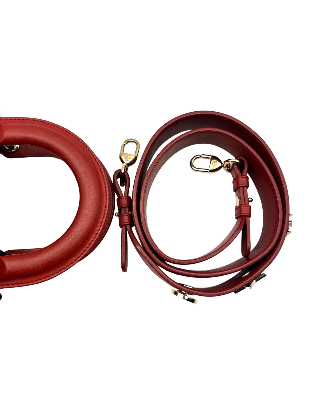 Christian Dior Lady Dior Red Cannage Handle Bag with Charms