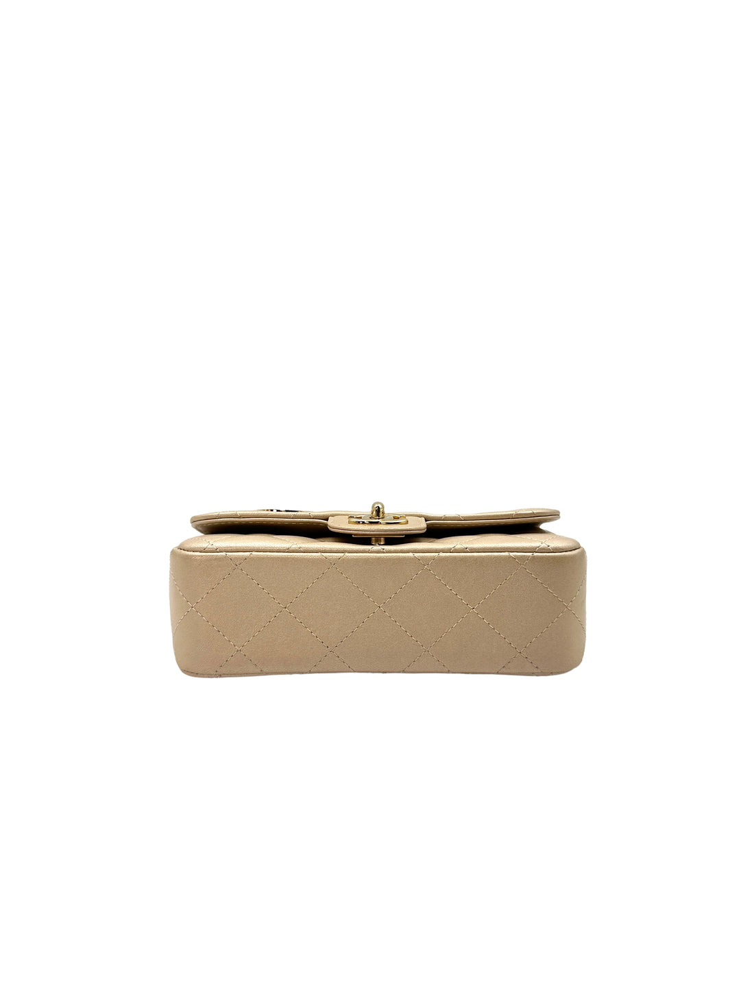 Chanel V For Victory Champagne Mini Flap Crossbody Bag Gold