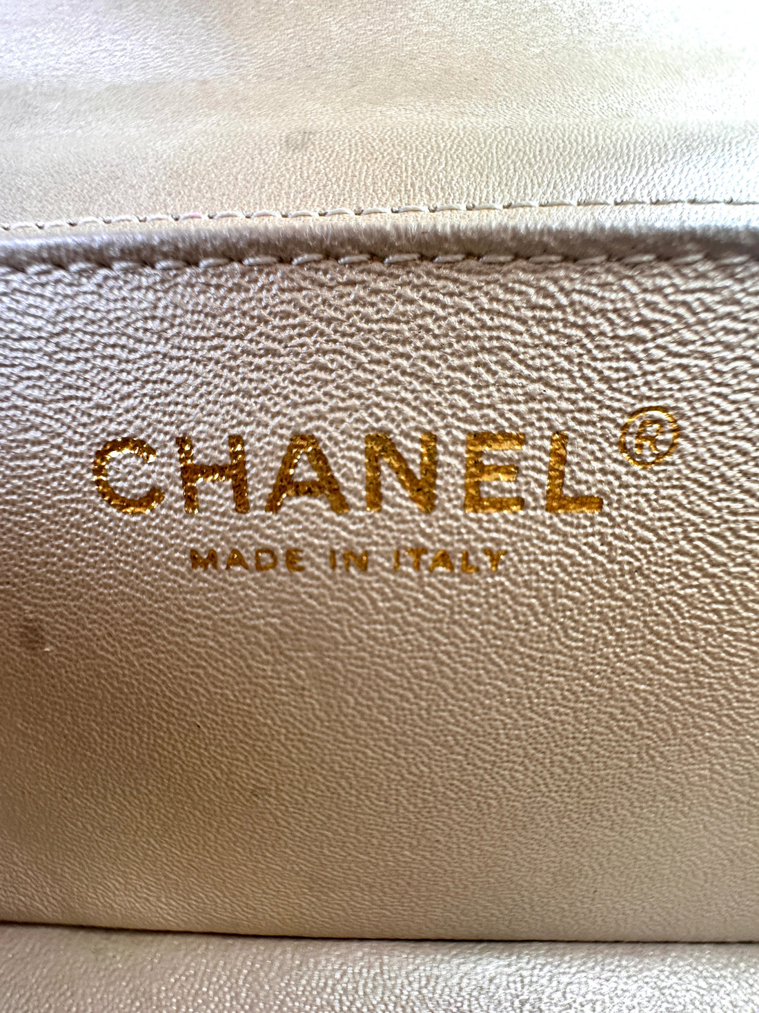 Chanel V For Victory Champagne Mini Flap Crossbody Bag Gold