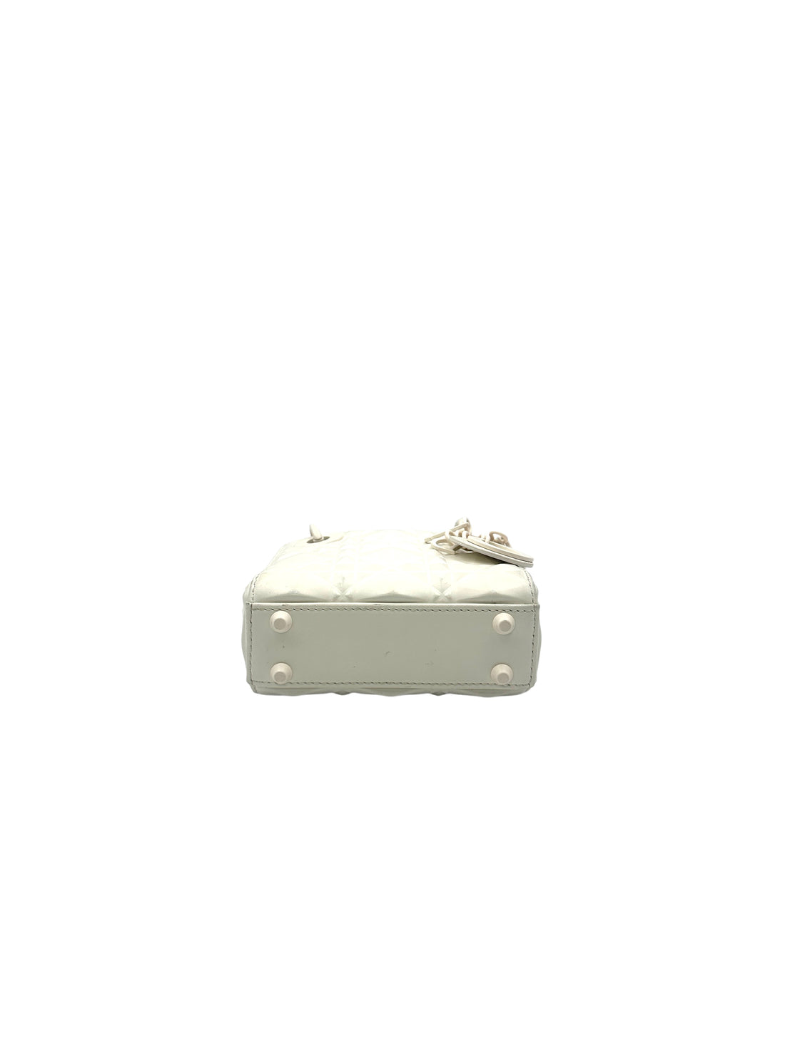 Christian Dior Lady Dior White Diamond Cannage Mini Handle Bag With Charms