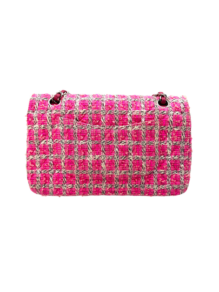 Chanel Classic Flap Pink Tweed Medium Double Flap