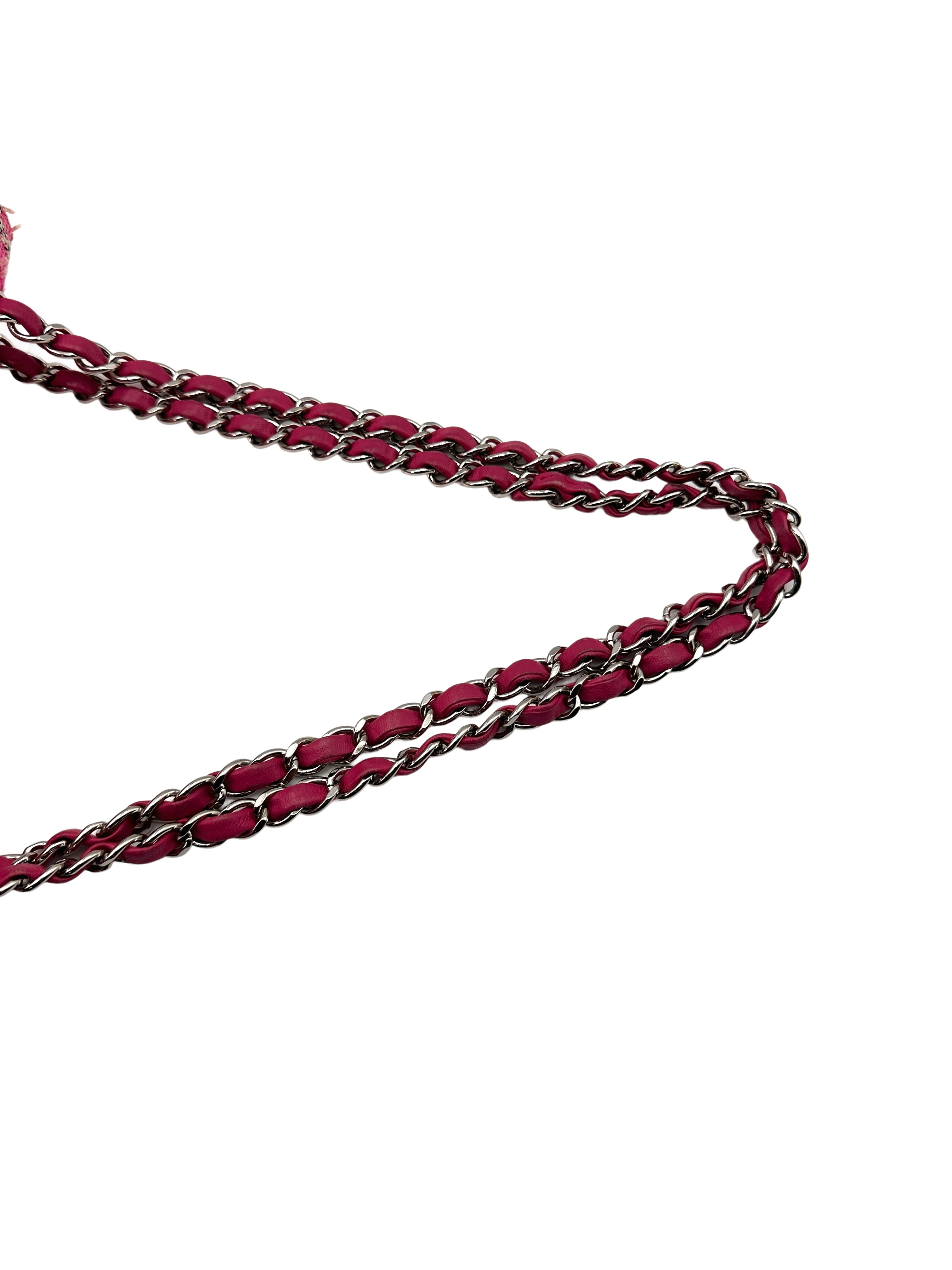 Chanel Classic Flap Pink Tweed Medium Double Flap