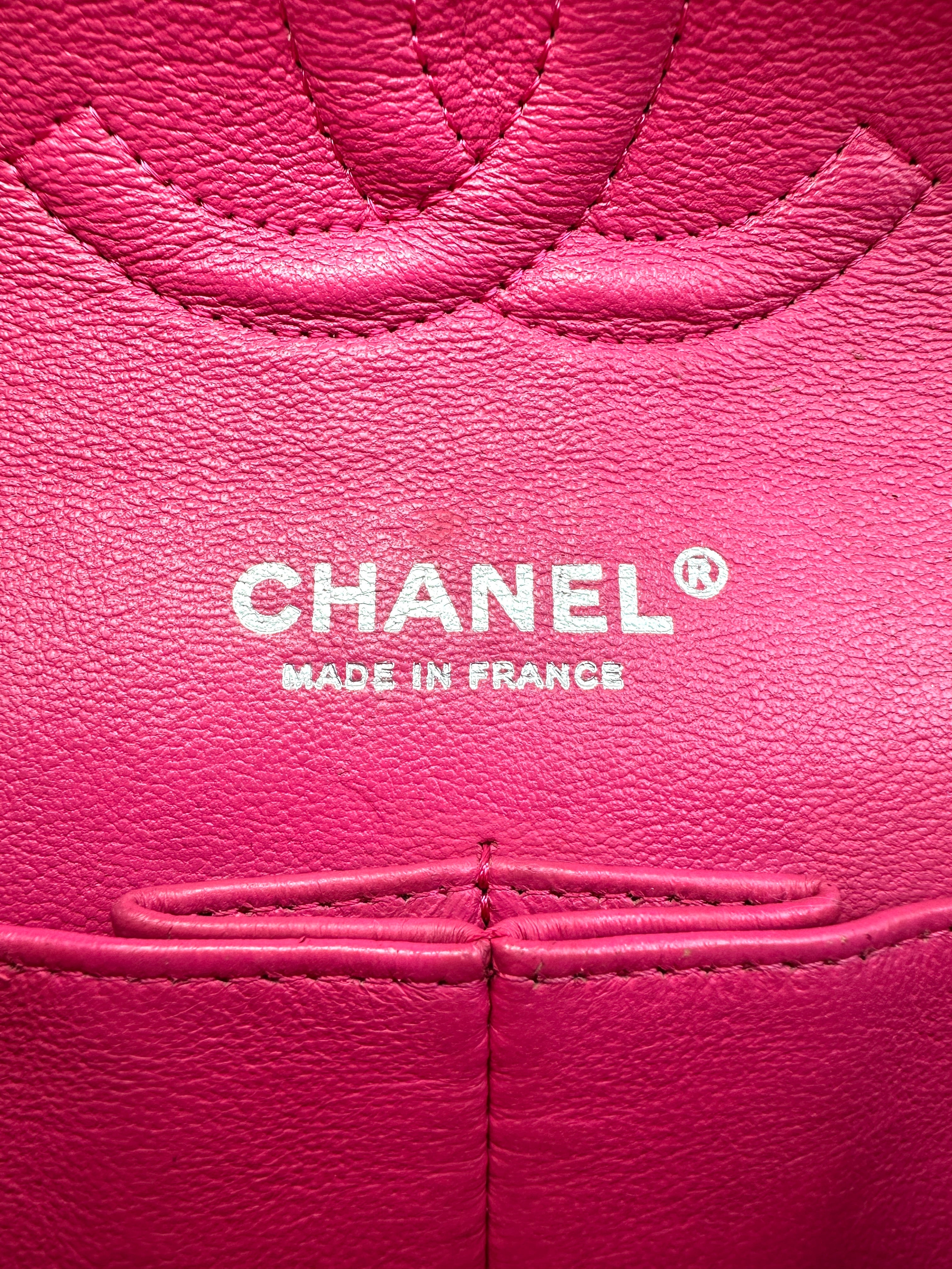 Chanel Classic Flap Pink Tweed Medium Double Flap