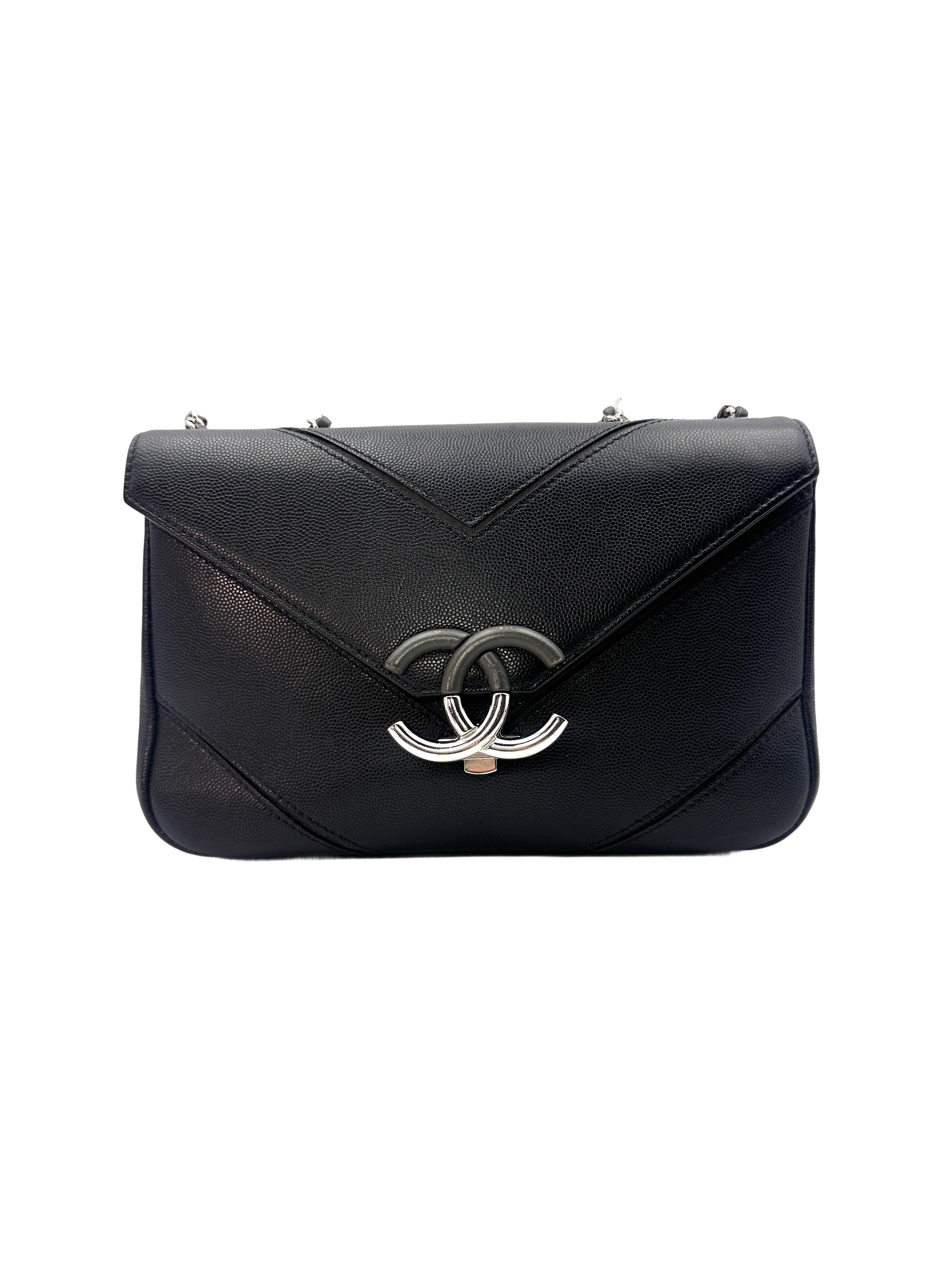 Chanel Cuba Collection Black Macro Chevron Quilted Leather Chain Flap Bag
