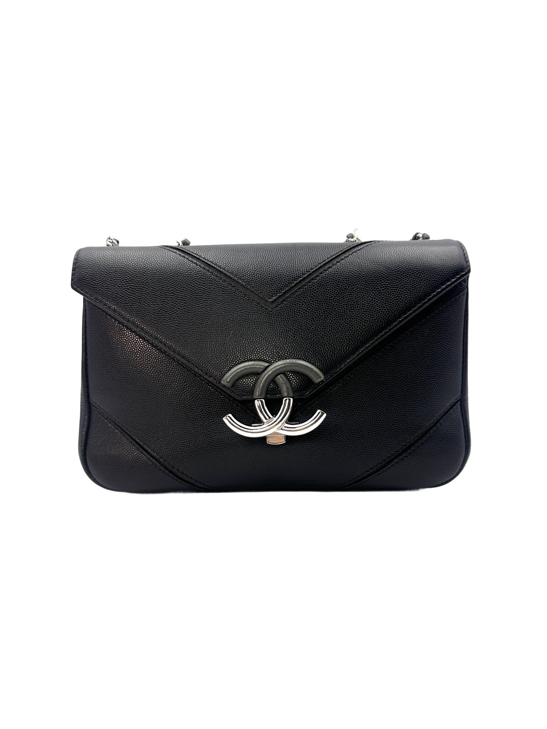 Chanel Cuba Collection Black Macro Chevron Quilted Leather Chain Flap Bag