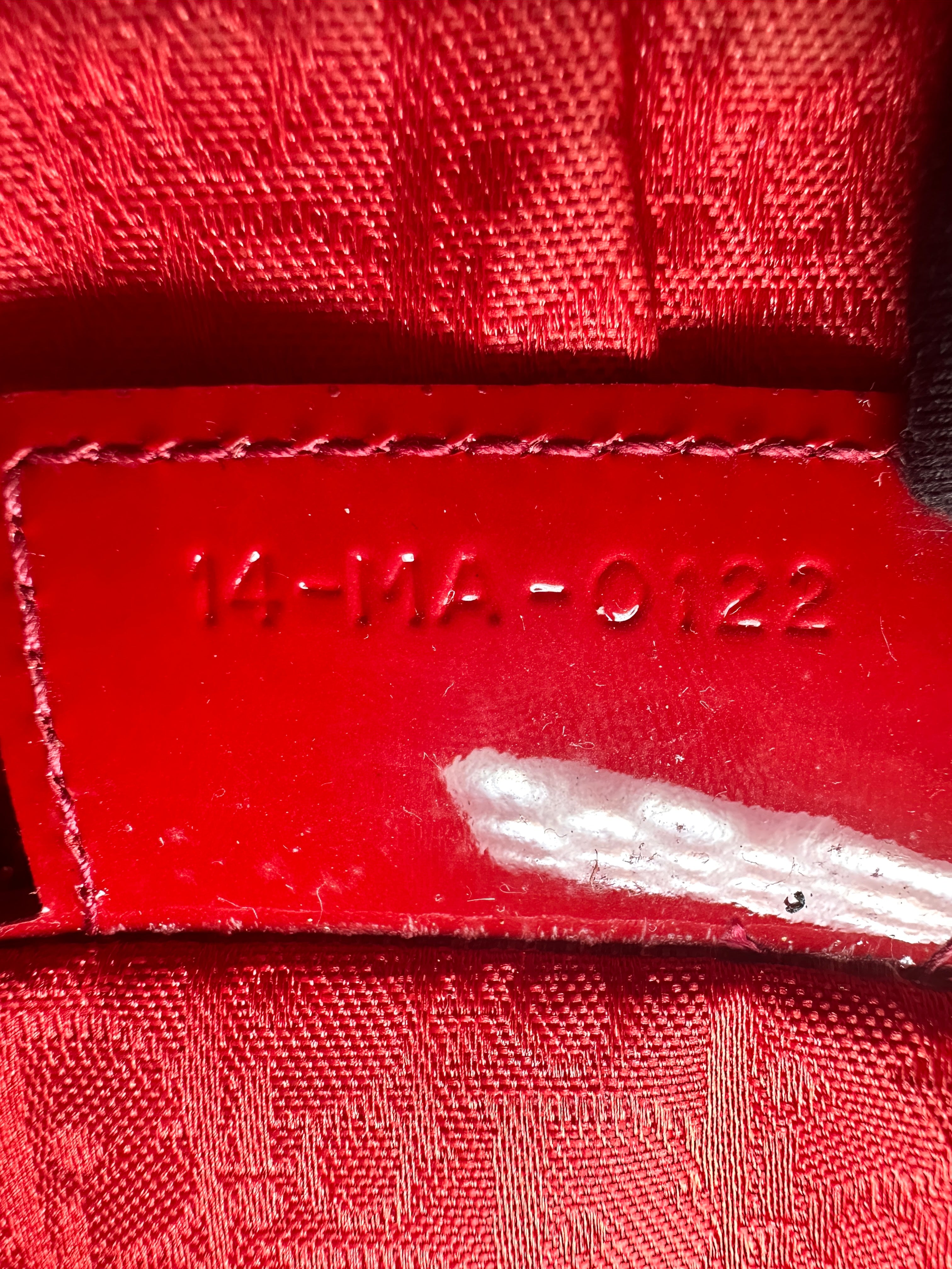 Christian Dior Lady Dior Red Patent Cannage Leather Handle Bag With Silver Charms