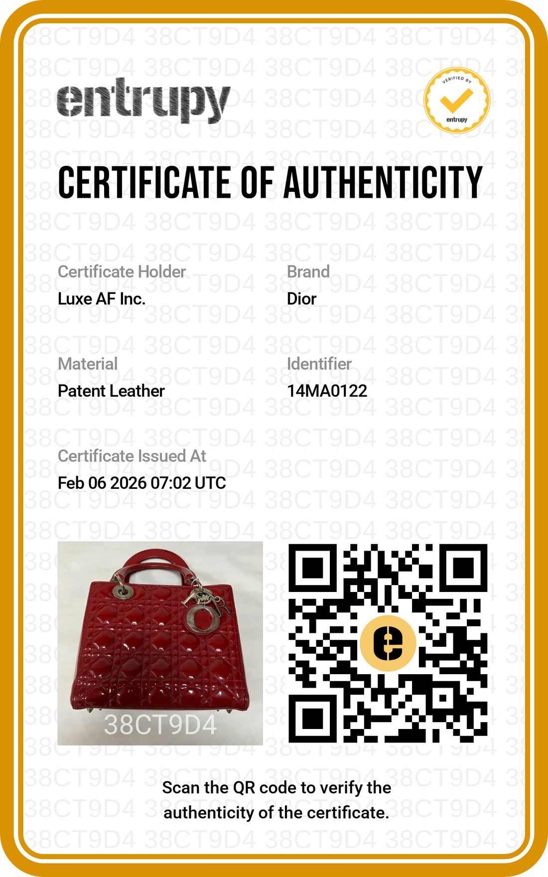 Christian Dior Lady Dior Red Patent Cannage Leather Handle Bag With Silver Charms