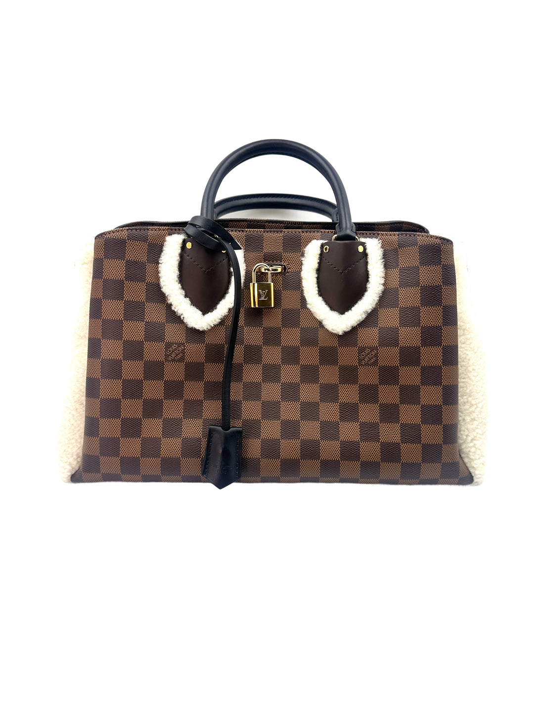 Louis Vuitton Normandy Shearling Brown Damier Ebene Handle Bag