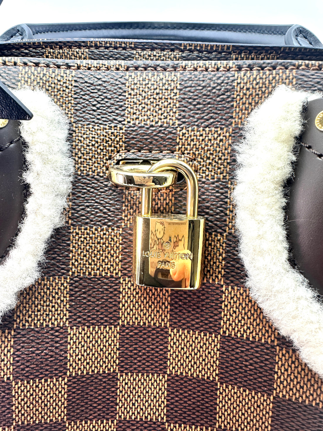Louis Vuitton Normandy Shearling Brown Damier Ebene Handle Bag