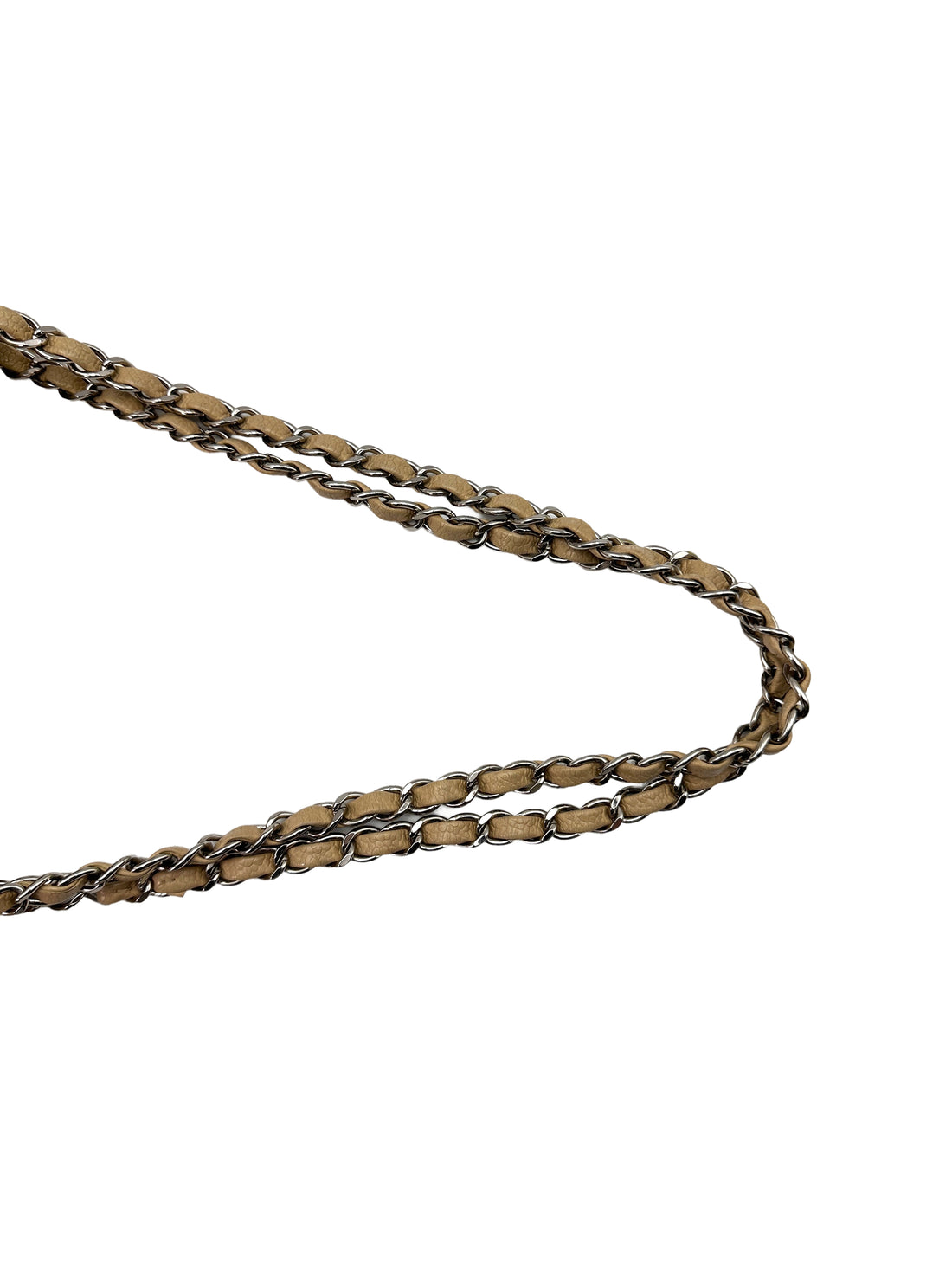 Chanel Classic Flap Beige Quilt Leather Chain Flap Bag With Silver Buckle