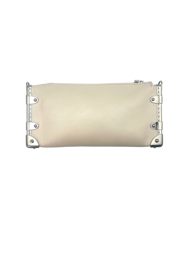 Louis Vuitton Slim Trunk Beige Leather Shoulder Bag With Silver Hardware