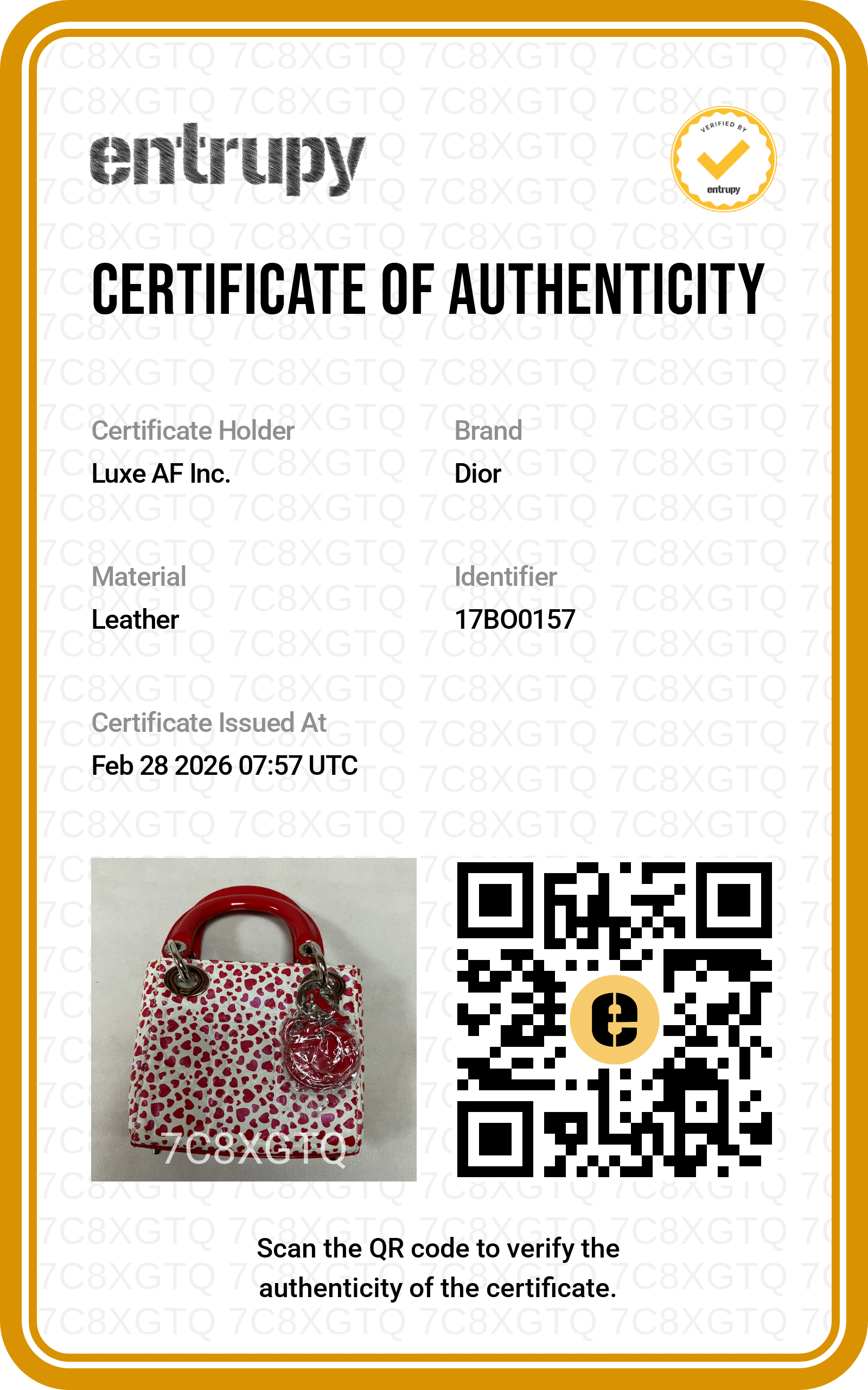 Christian Dior Lady Dior Heart Print Leather Micro Handle Bag With Red Charms