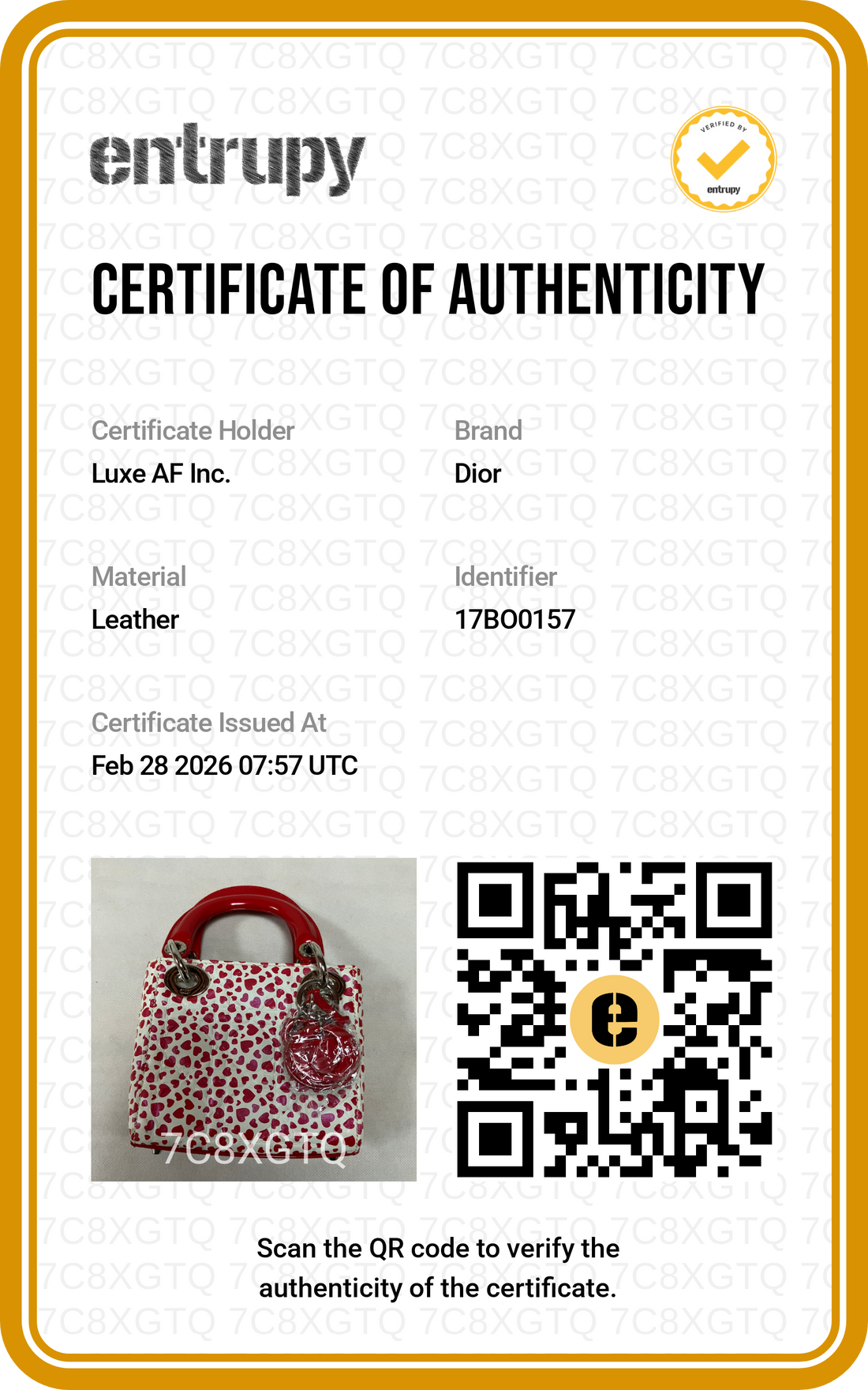 Christian Dior Lady Dior Heart Print Leather Micro Handle Bag With Red Charms