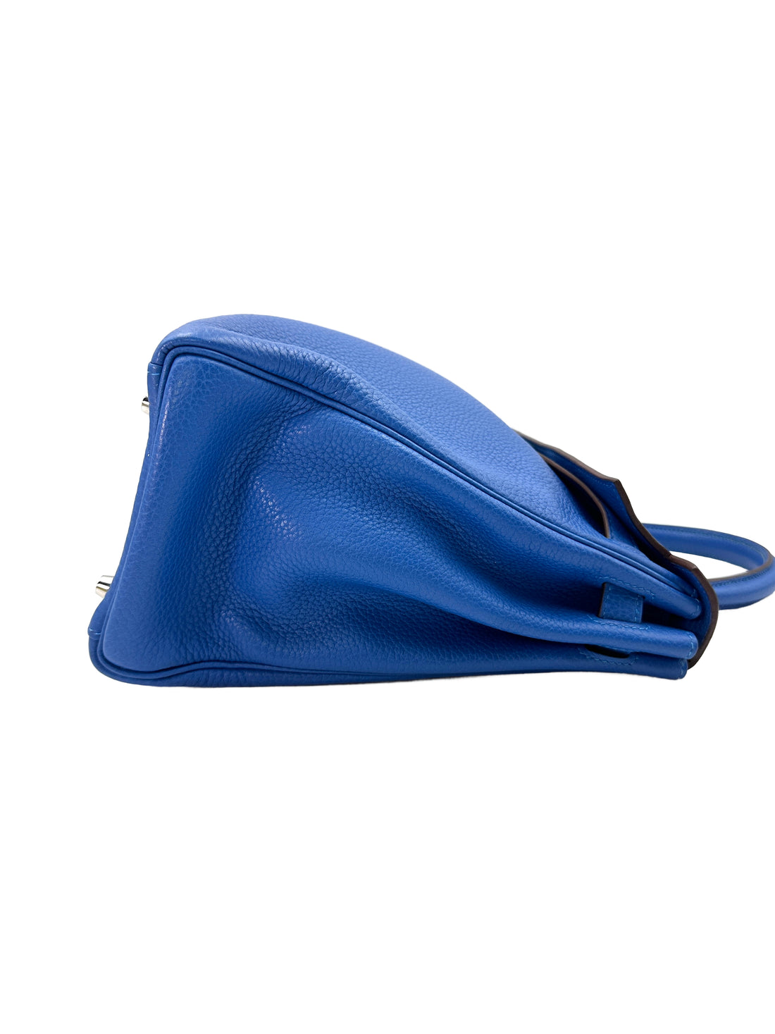 Hermes Kelly35 Blue Leather Handle Bag With Silver Hardware
