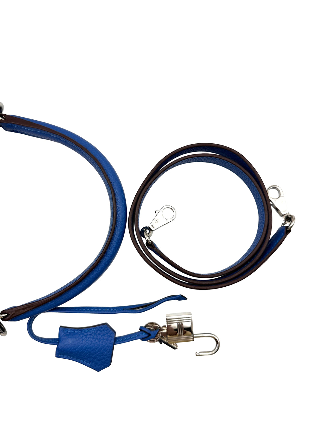 Hermes Kelly35 Blue Leather Handle Bag With Silver Hardware