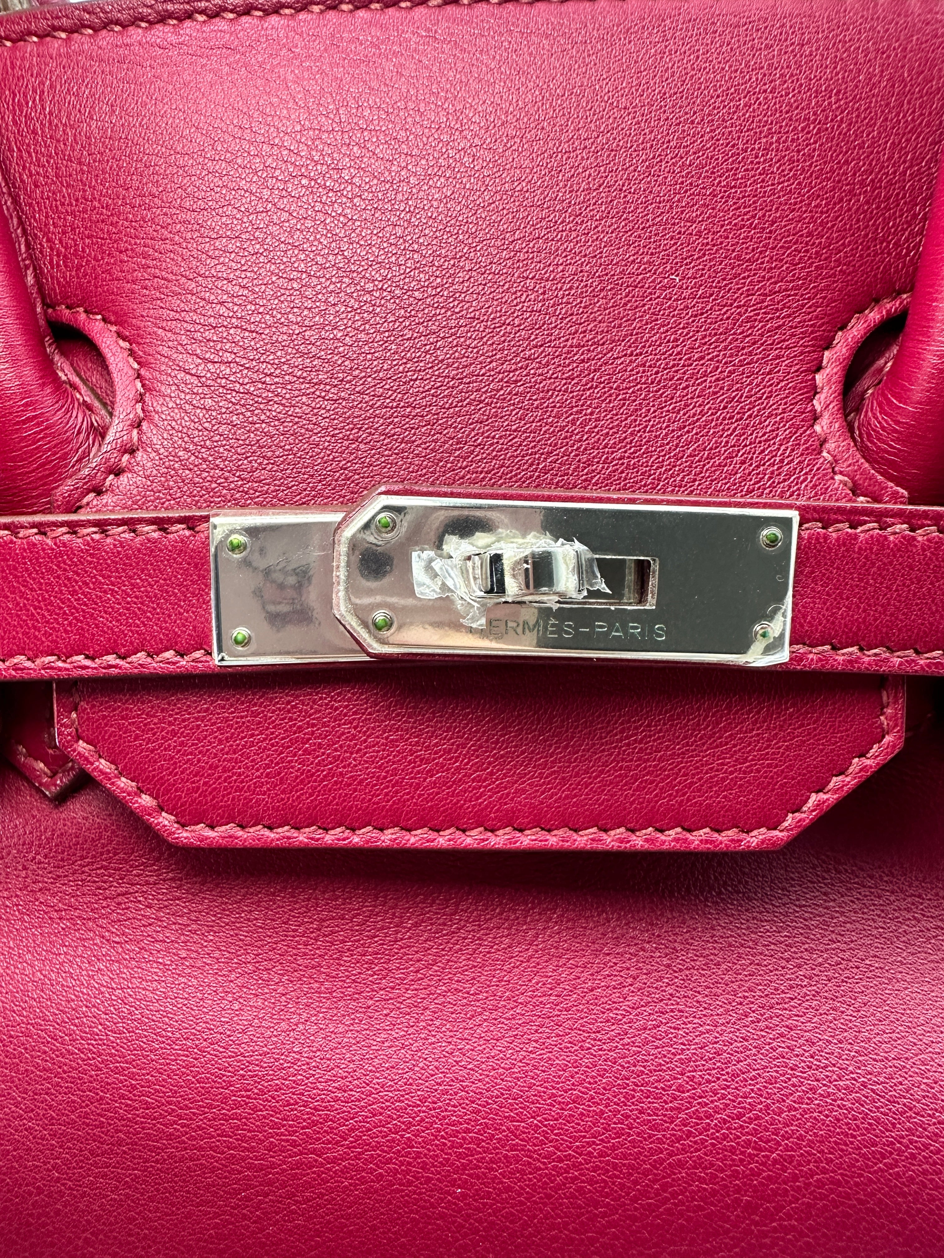 Hermes Birkin35 Red Epsom Leather Handle Bag With Silver Hardware