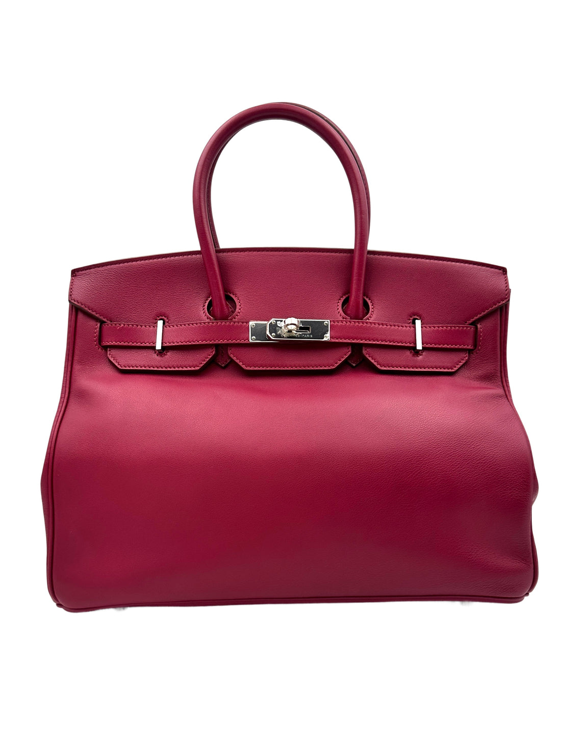 Hermes Birkin35 Red Epsom Leather Handle Bag With Silver Hardware