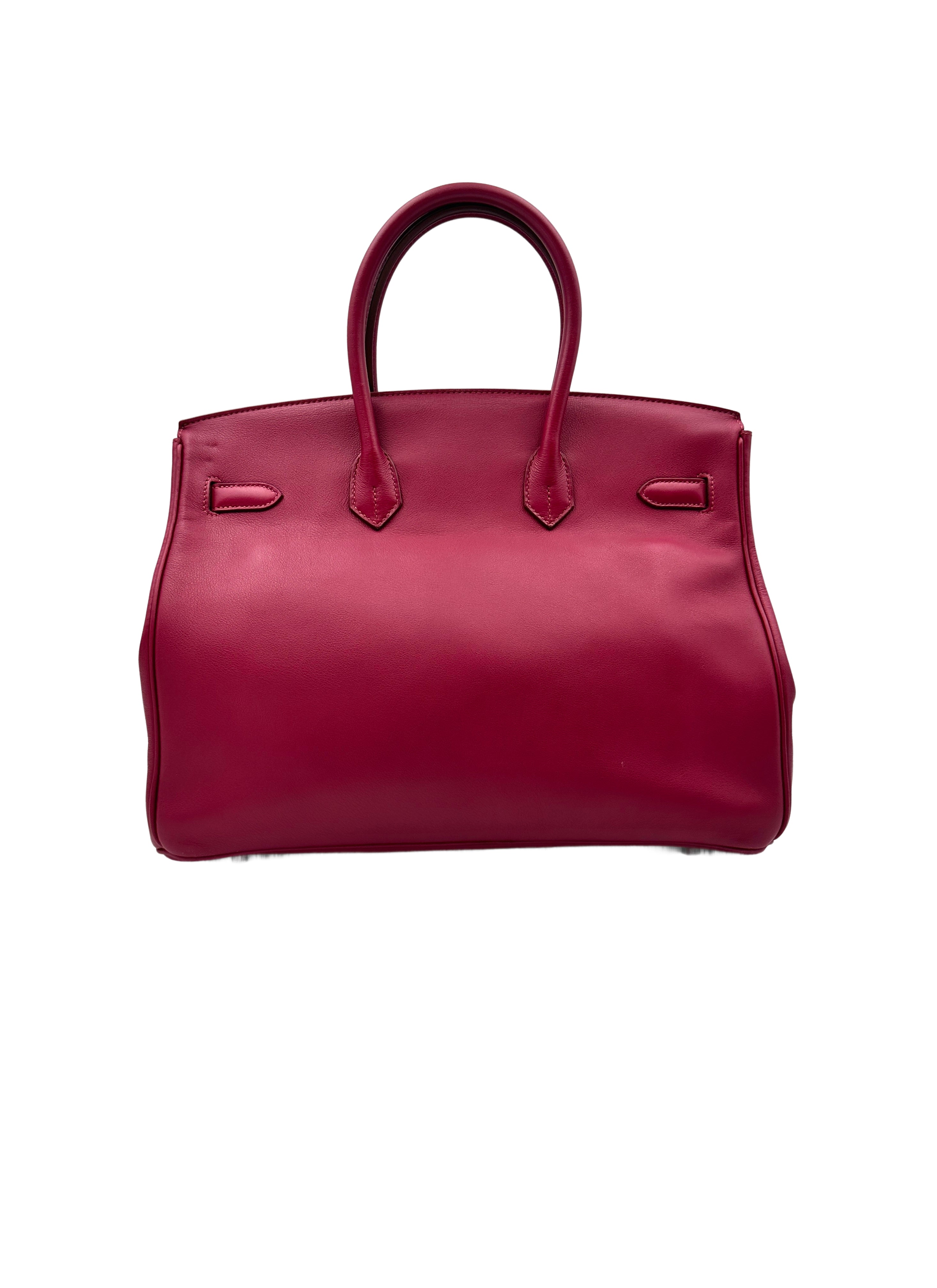 Hermes Birkin35 Red Epsom Leather Handle Bag With Silver Hardware