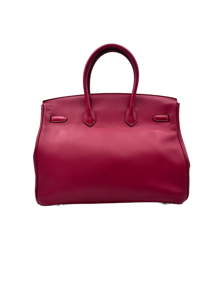 Hermes Birkin35 Red Epsom Leather Handle Bag With Silver Hardware