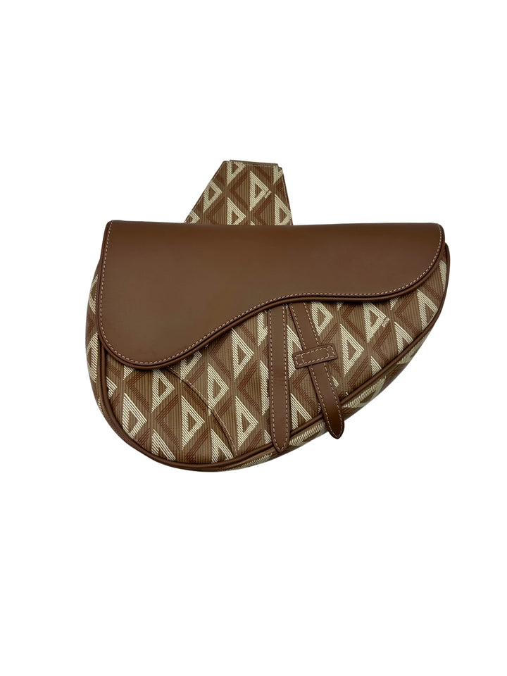 Christian Dior CD Diamond Brown Leather Saddle Bag