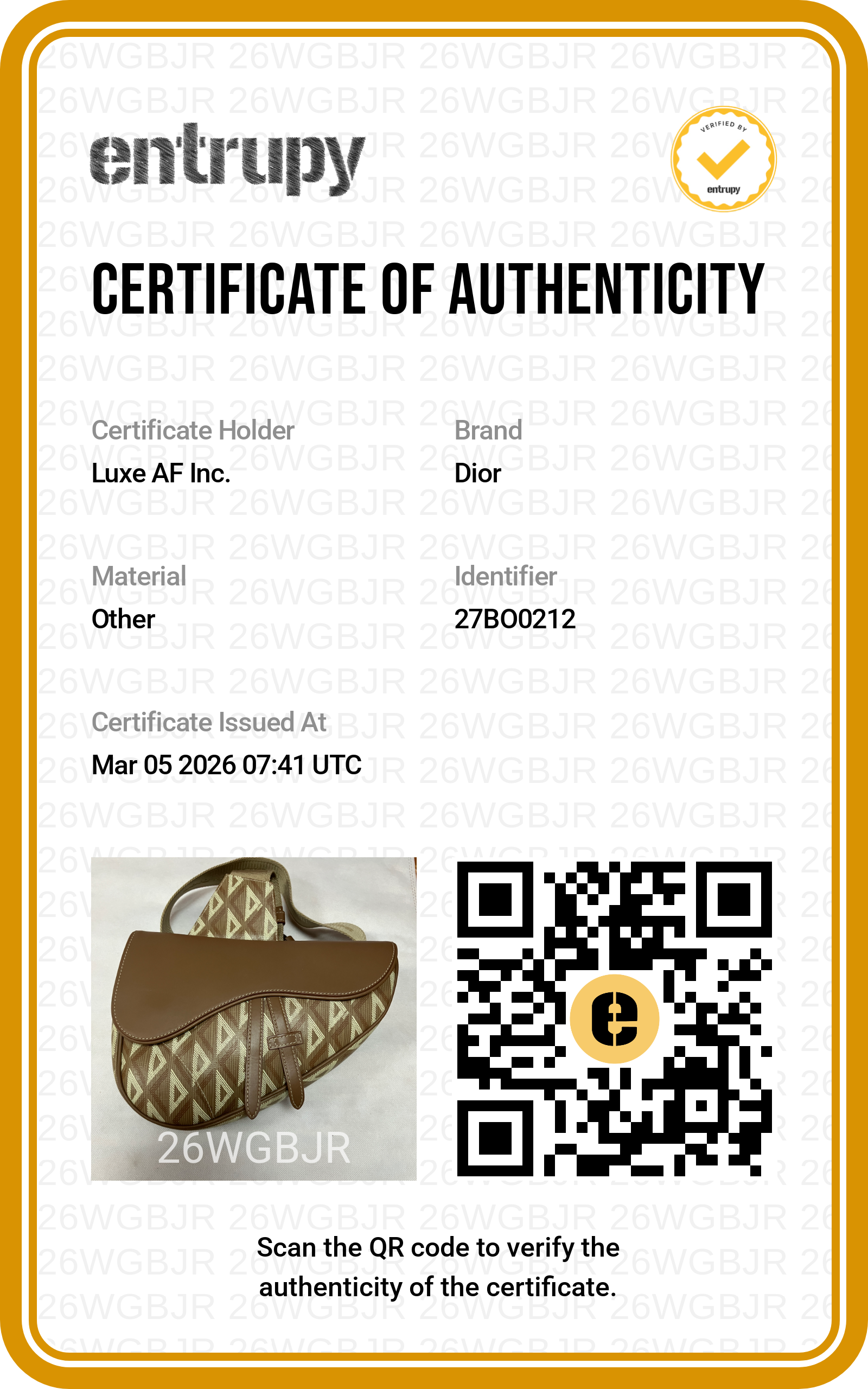 Christian Dior CD Diamond Brown Leather Saddle Bag