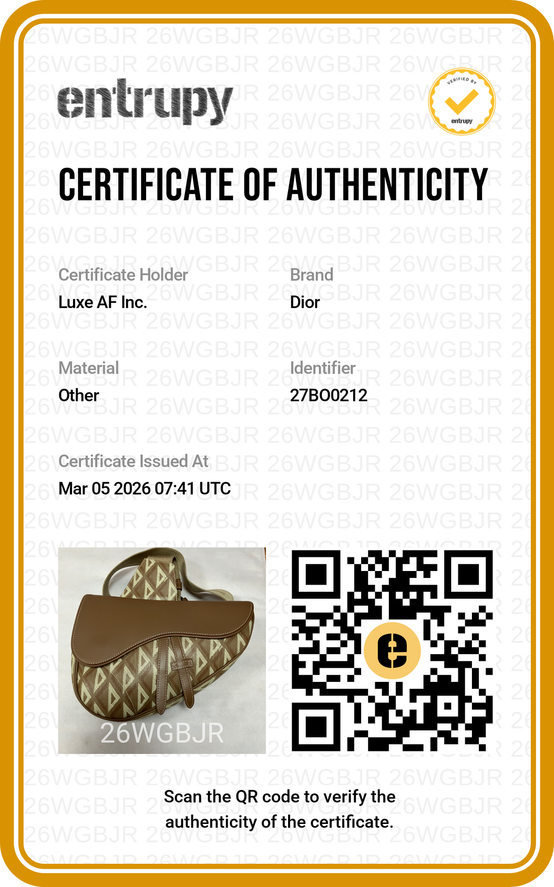 Christian Dior CD Diamond Brown Leather Saddle Bag