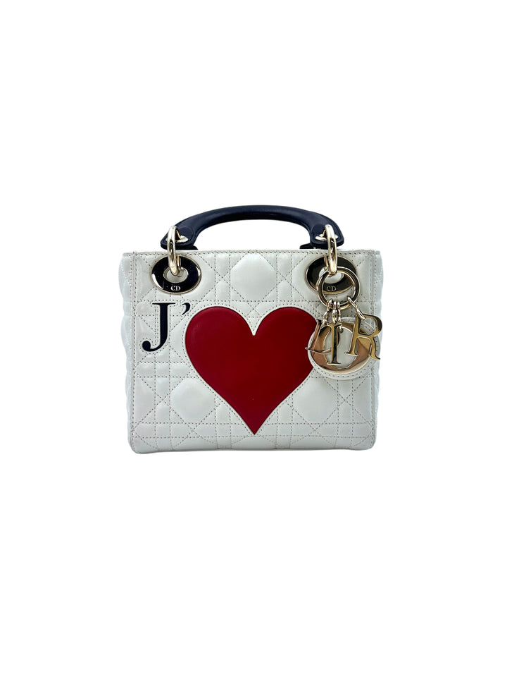 Christian Dior Lady Dior Dioramour Limited Edition Cannage Handle Bag With Gold Charms