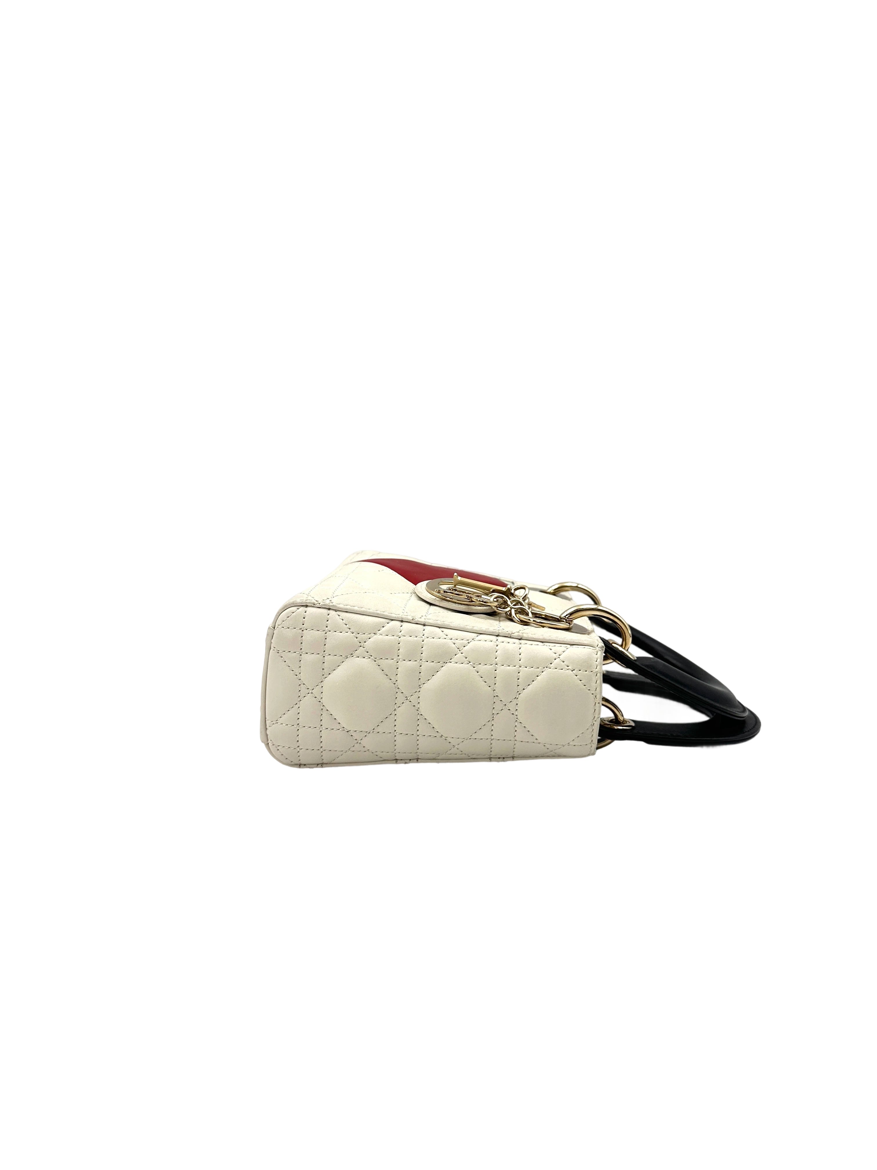 Christian Dior Lady Dior Dioramour Limited Edition Cannage Handle Bag With Gold Charms