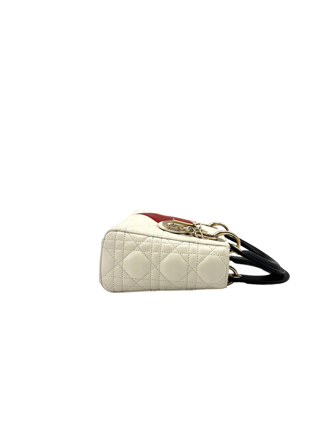 Christian Dior Lady Dior Dioramour Limited Edition Cannage Handle Bag With Gold Charms
