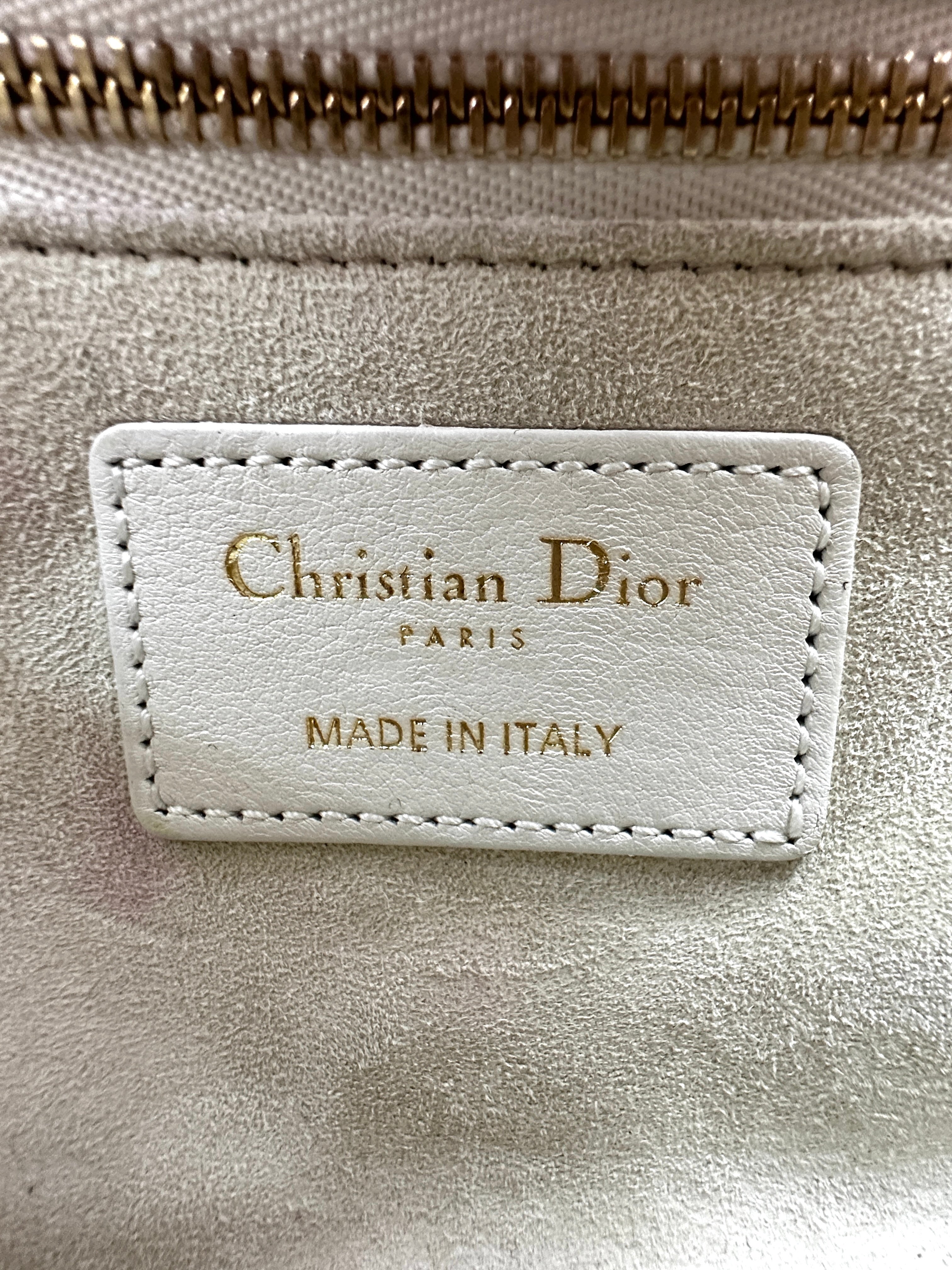 Christian Dior Lady Dior Dioramour Limited Edition Cannage Handle Bag With Gold Charms