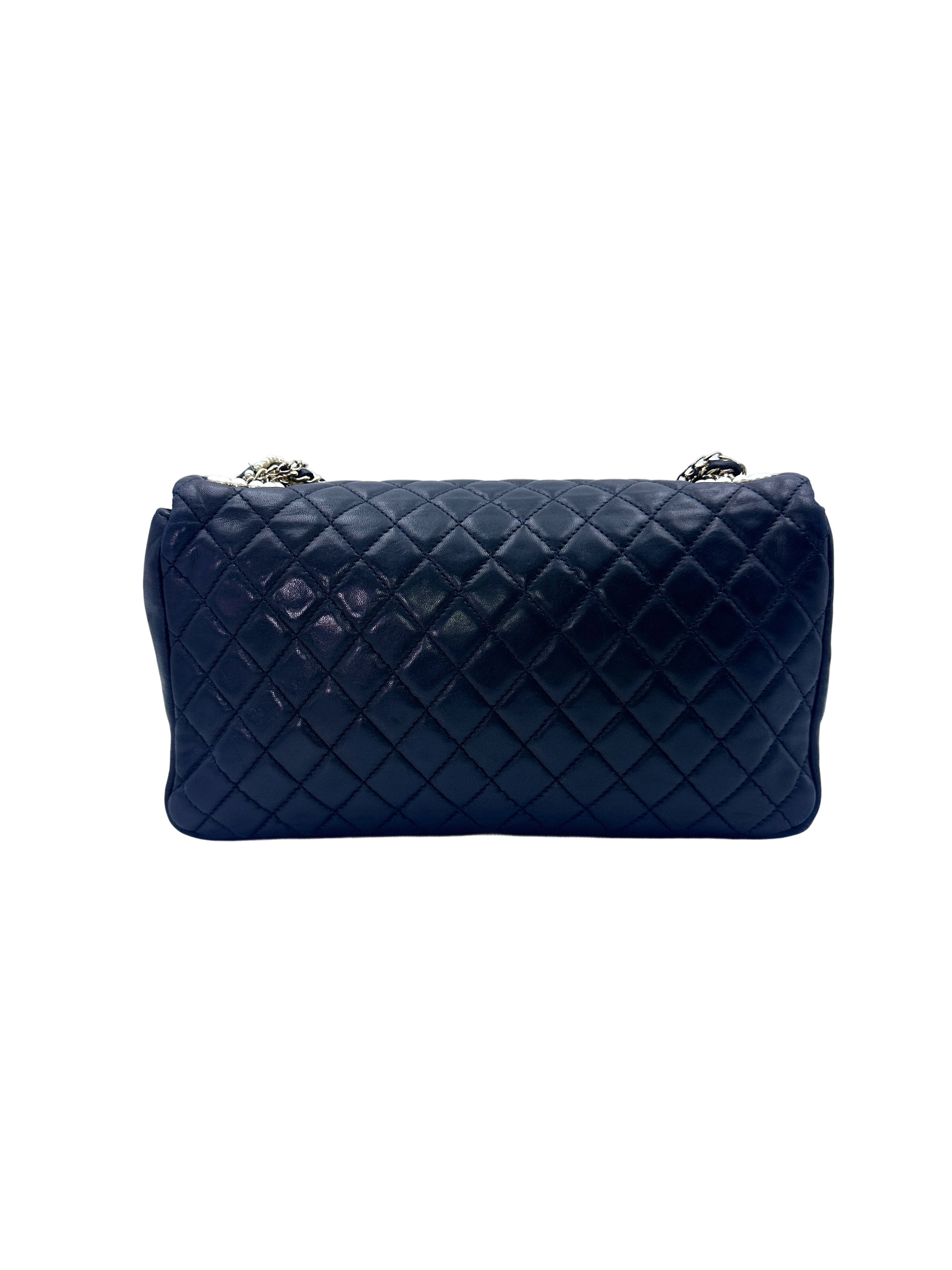 Chanel Westminster Pearl Black Quilted Leather Medium Size Flap Bag With Gold Hardware