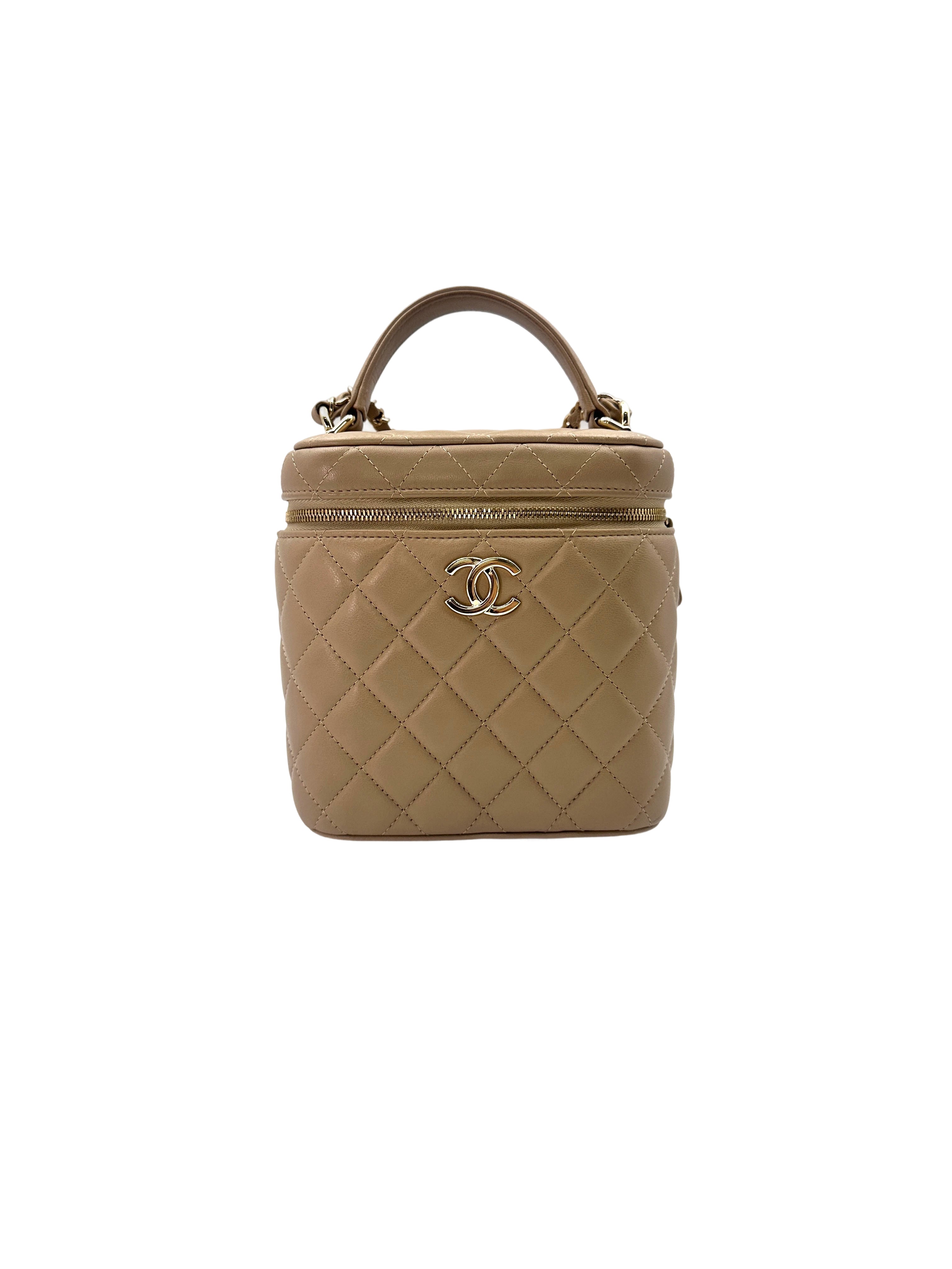 Chanel 22P Beige Quilted Calfskin Vanity Case