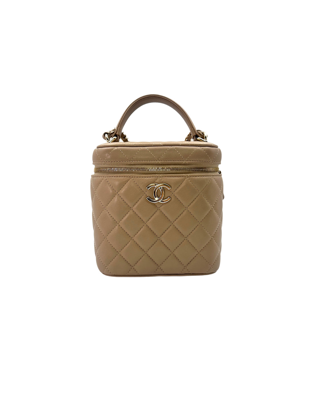 Chanel 22P Beige Quilted Calfskin Vanity Case