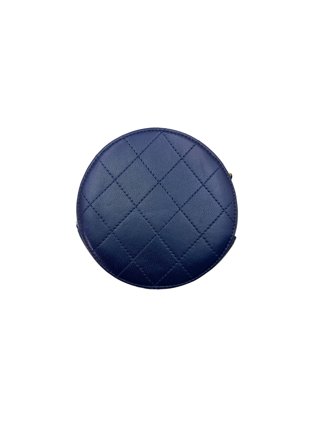 Chanel Chic Pearls Navy Quilted Leather Round Clutch
