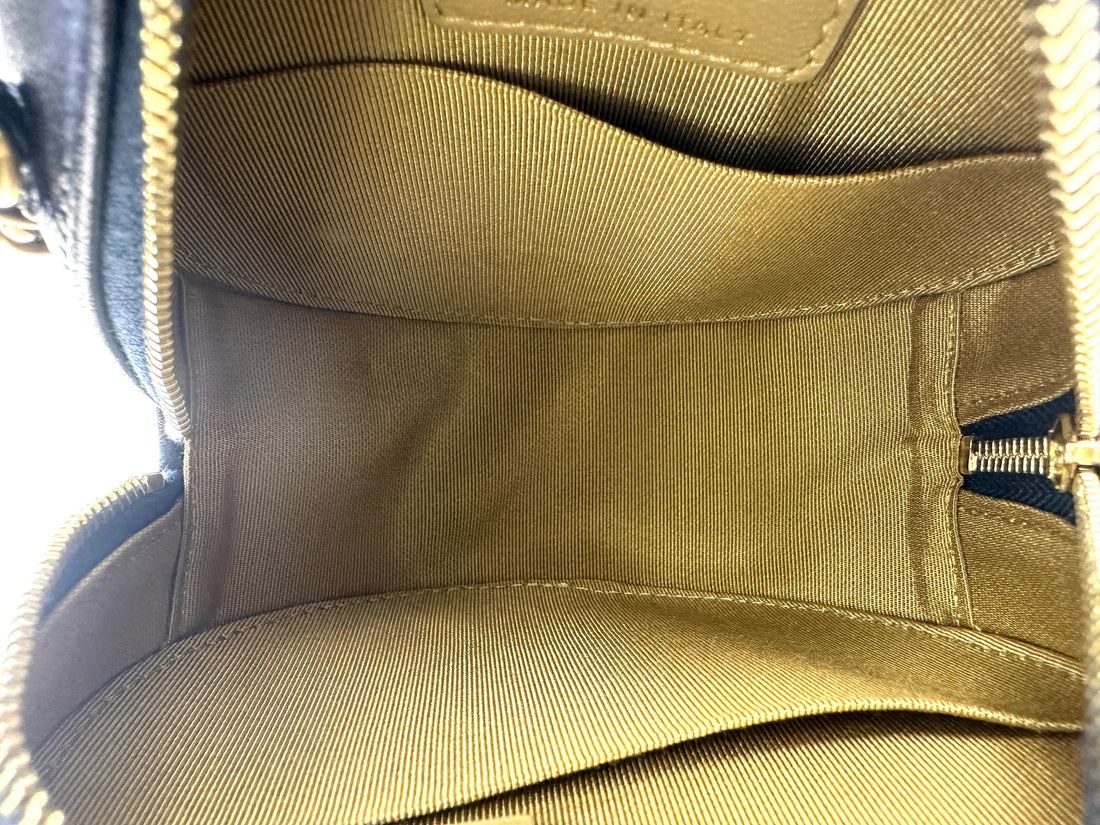 Chanel Chic Pearls Navy Quilted Leather Round Clutch