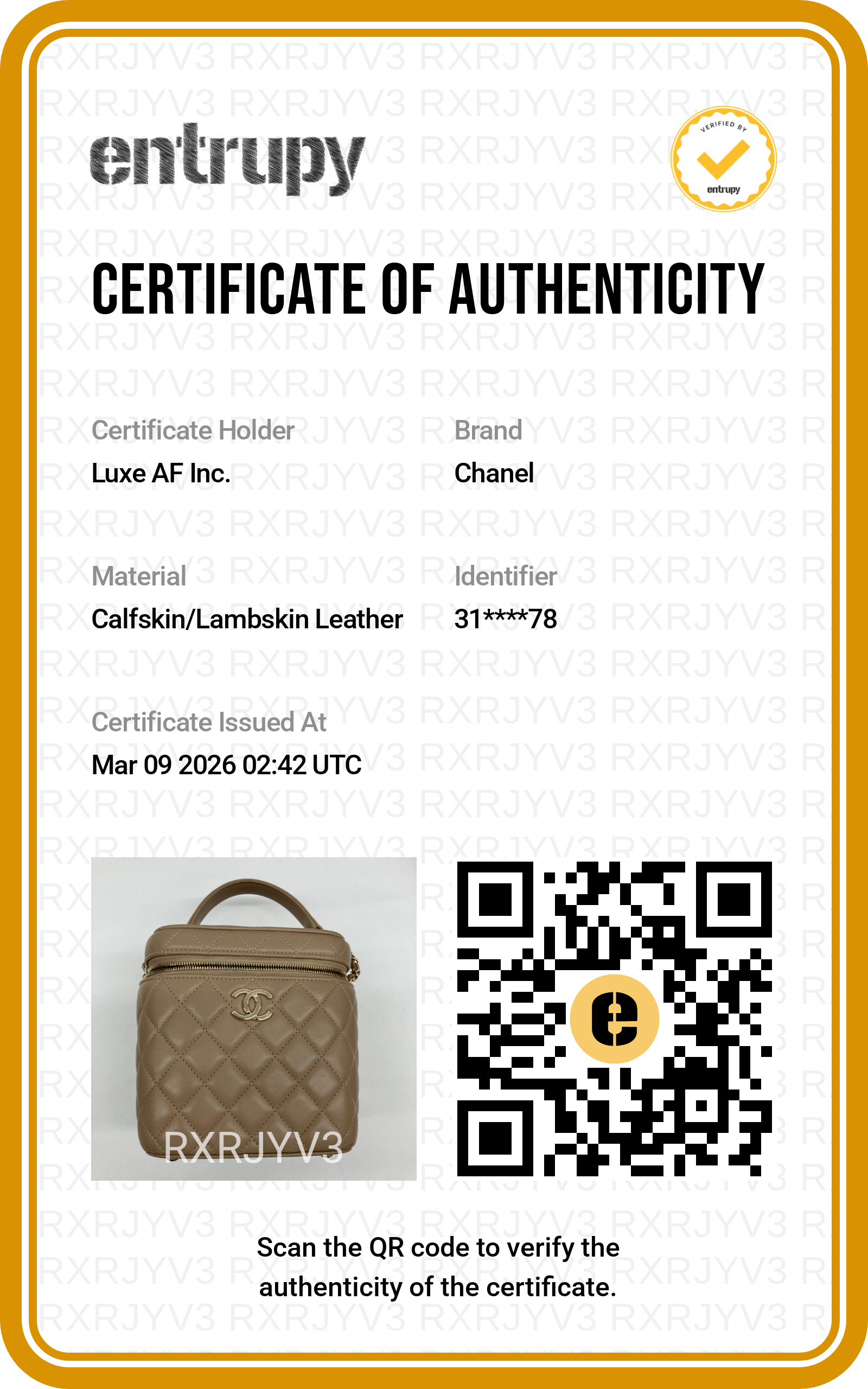 Chanel 22P Beige Quilted Calfskin Vanity Case