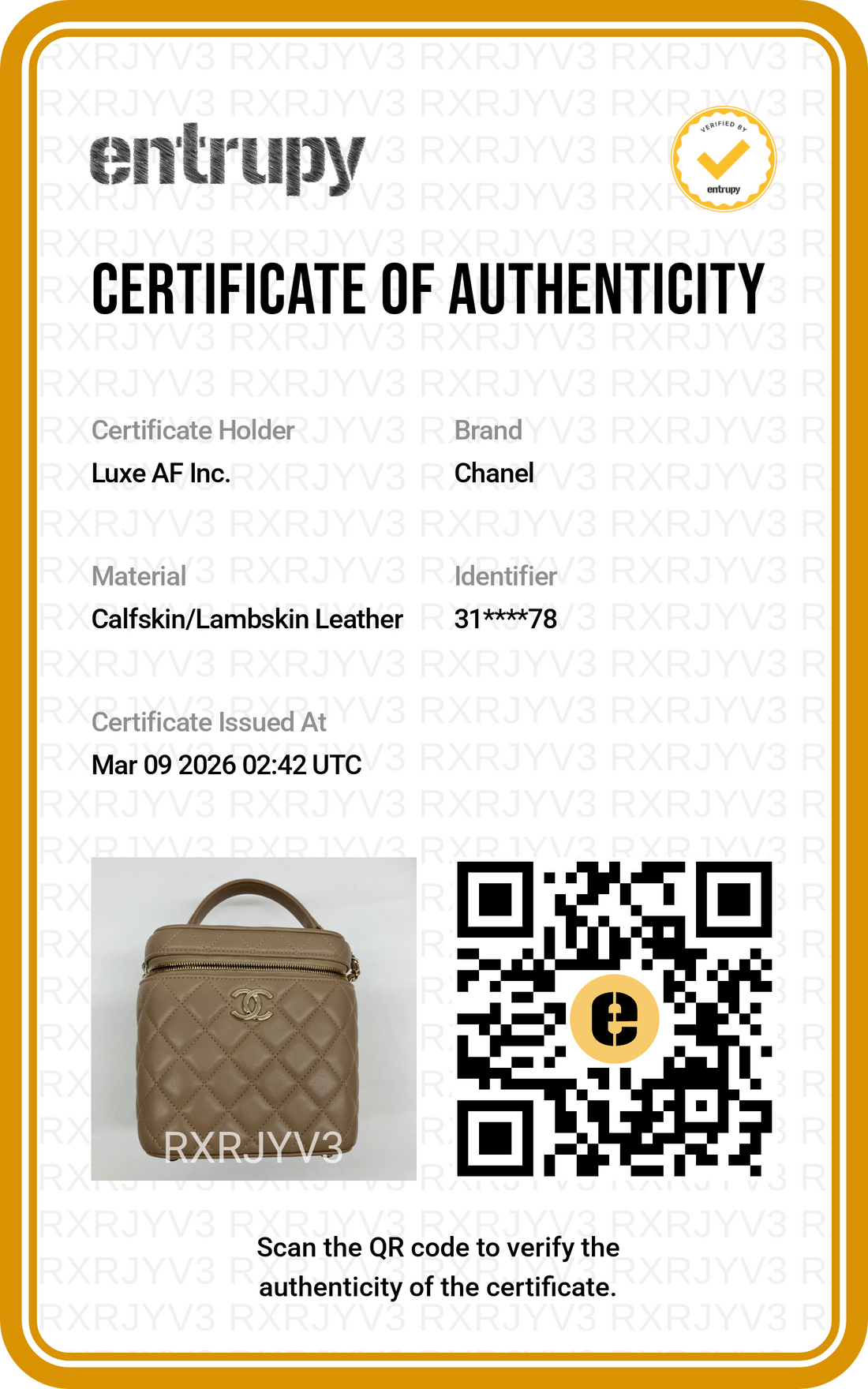 Chanel 22P Beige Quilted Calfskin Vanity Case