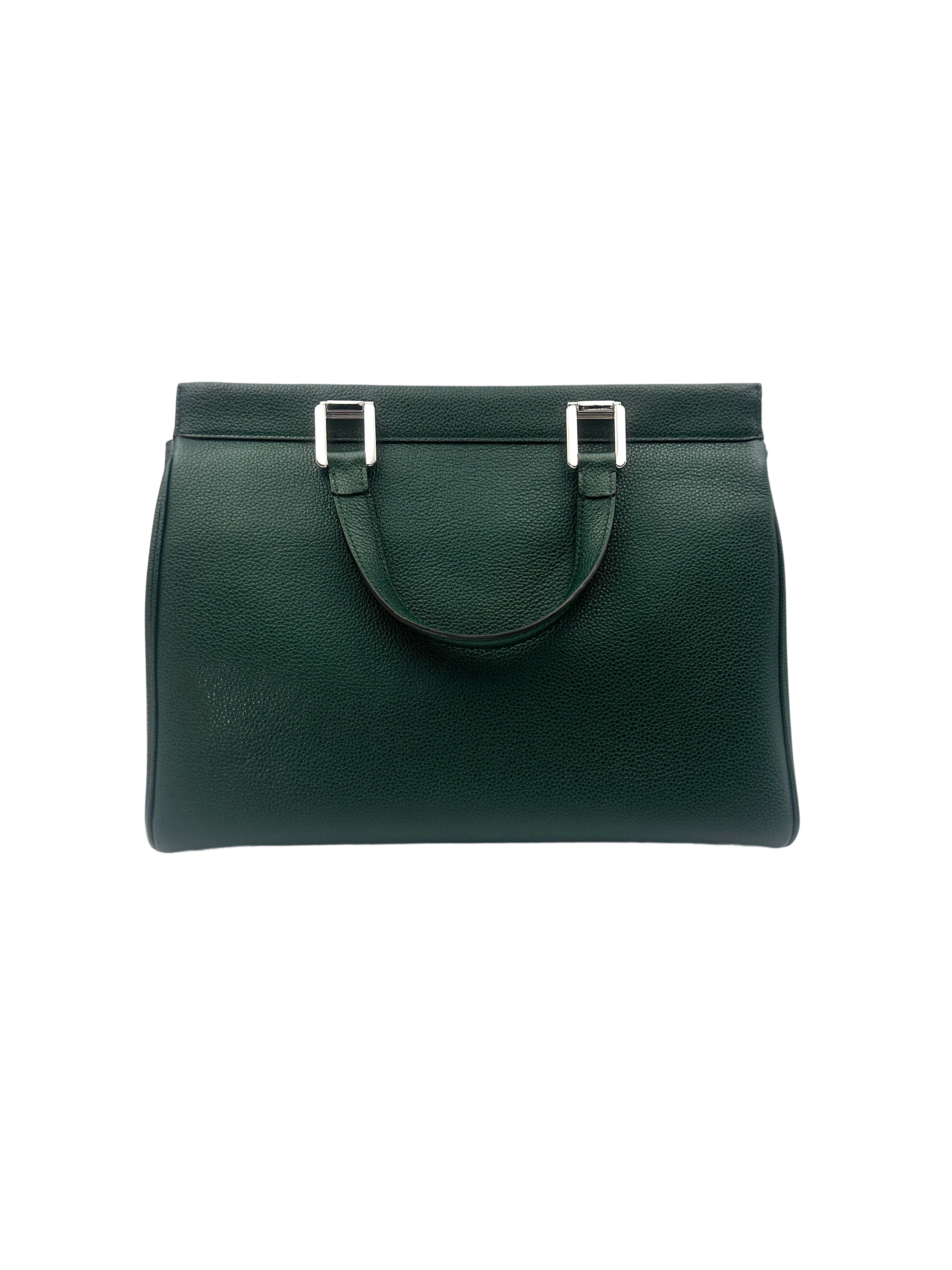 Gucci Zumi Dark Green Grainy Leather Handle Bag