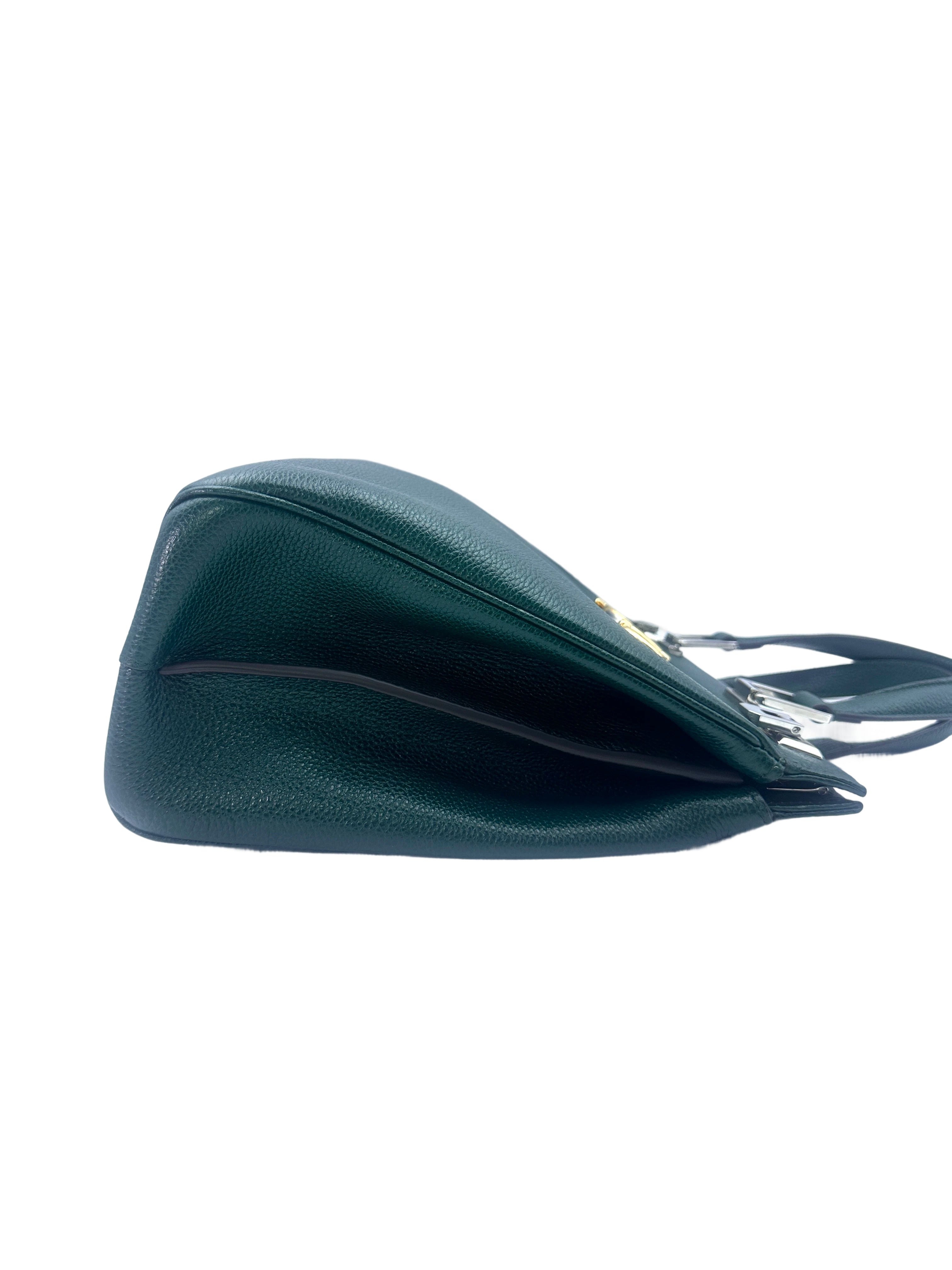 Gucci Zumi Dark Green Grainy Leather Handle Bag