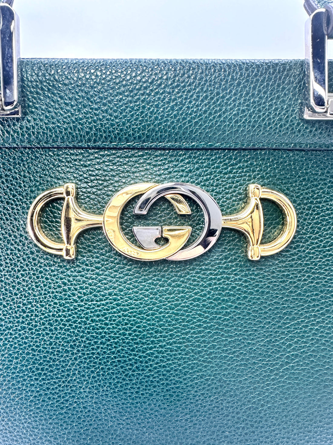Gucci Zumi Dark Green Grainy Leather Handle Bag