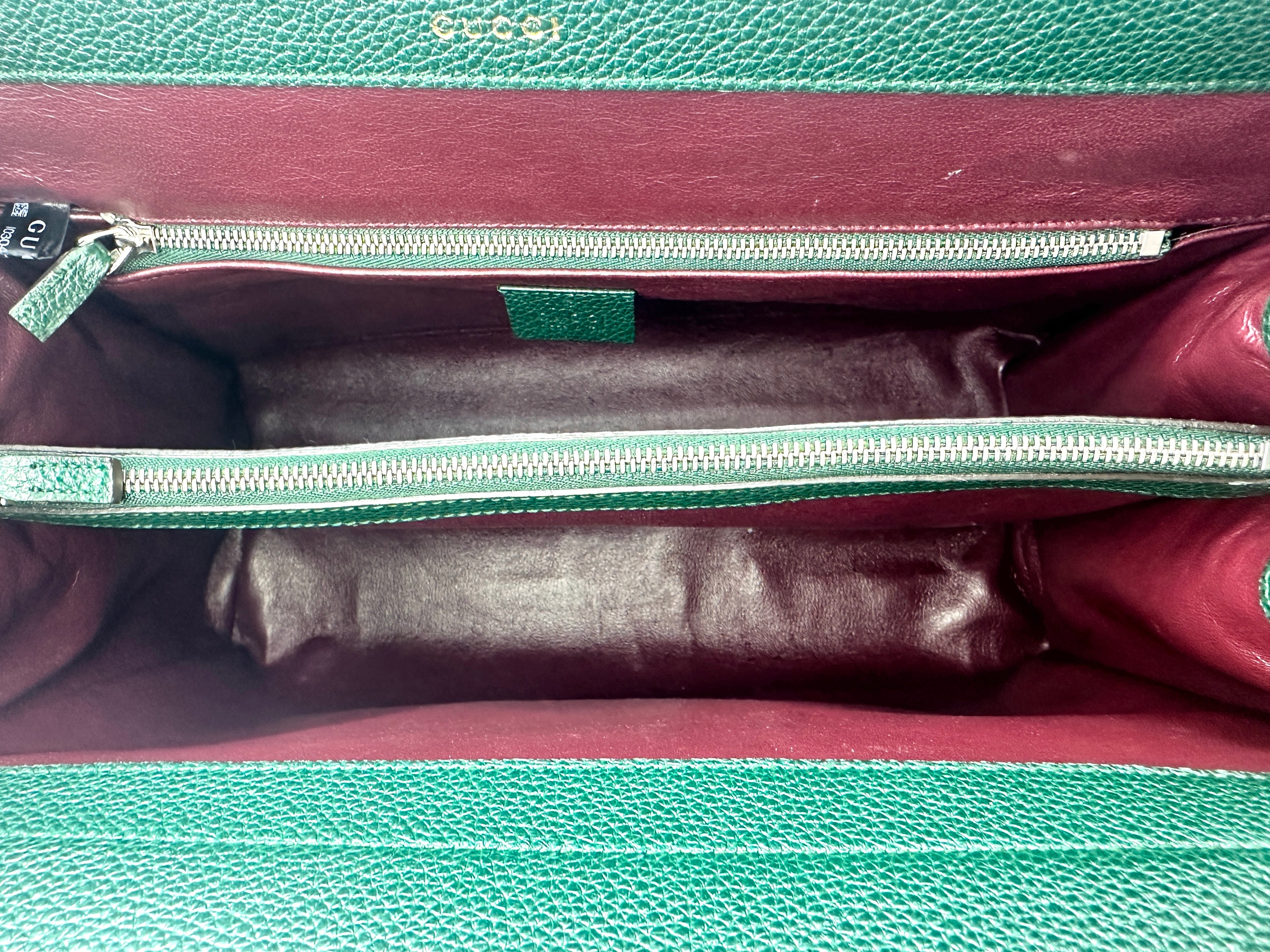 Gucci Zumi Dark Green Grainy Leather Handle Bag