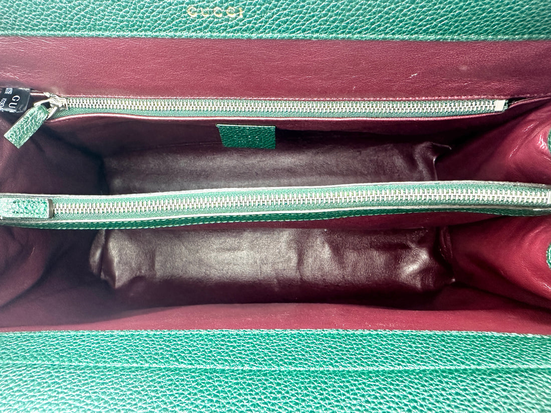 Gucci Zumi Dark Green Grainy Leather Handle Bag