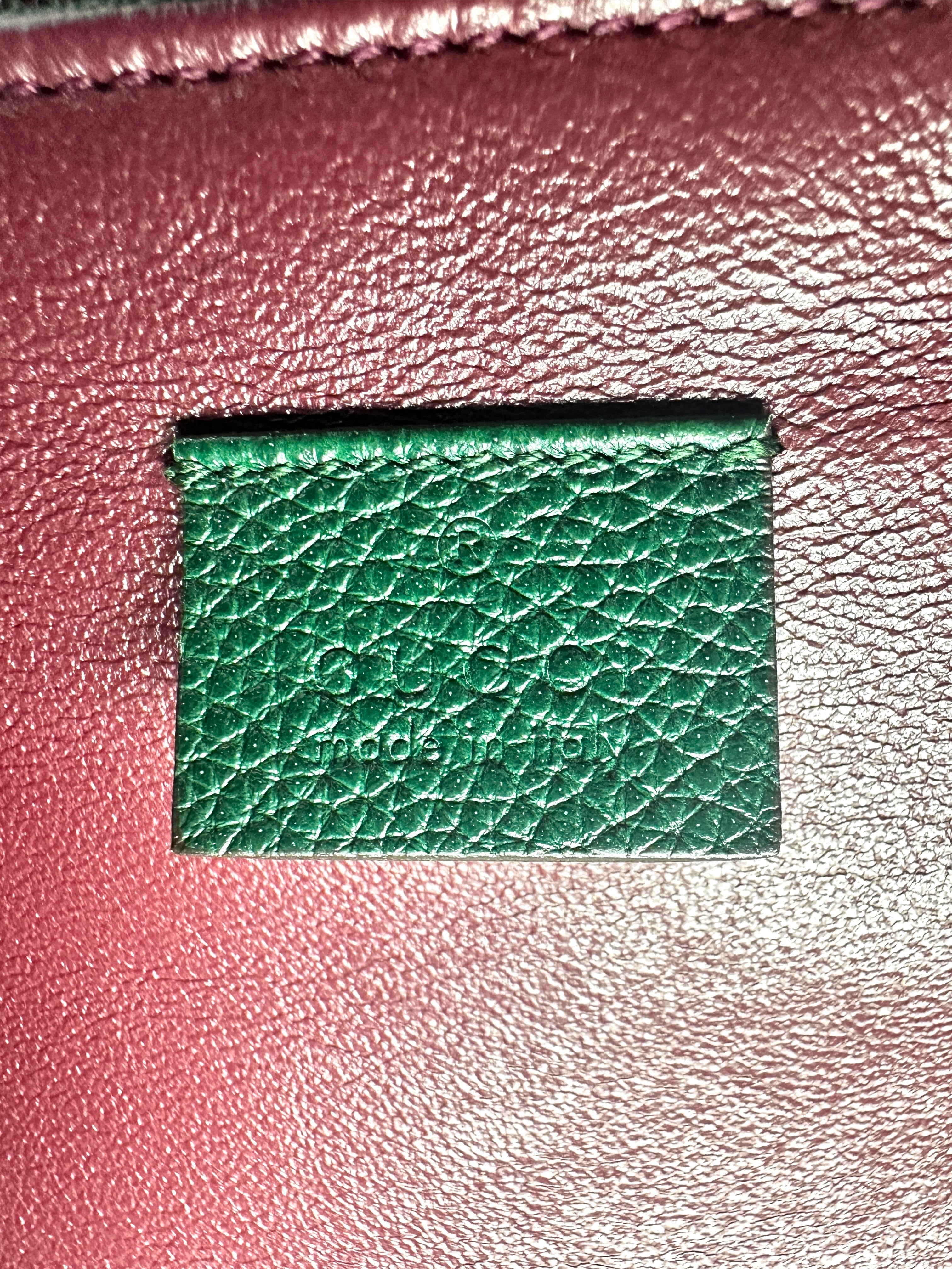 Gucci Zumi Dark Green Grainy Leather Handle Bag