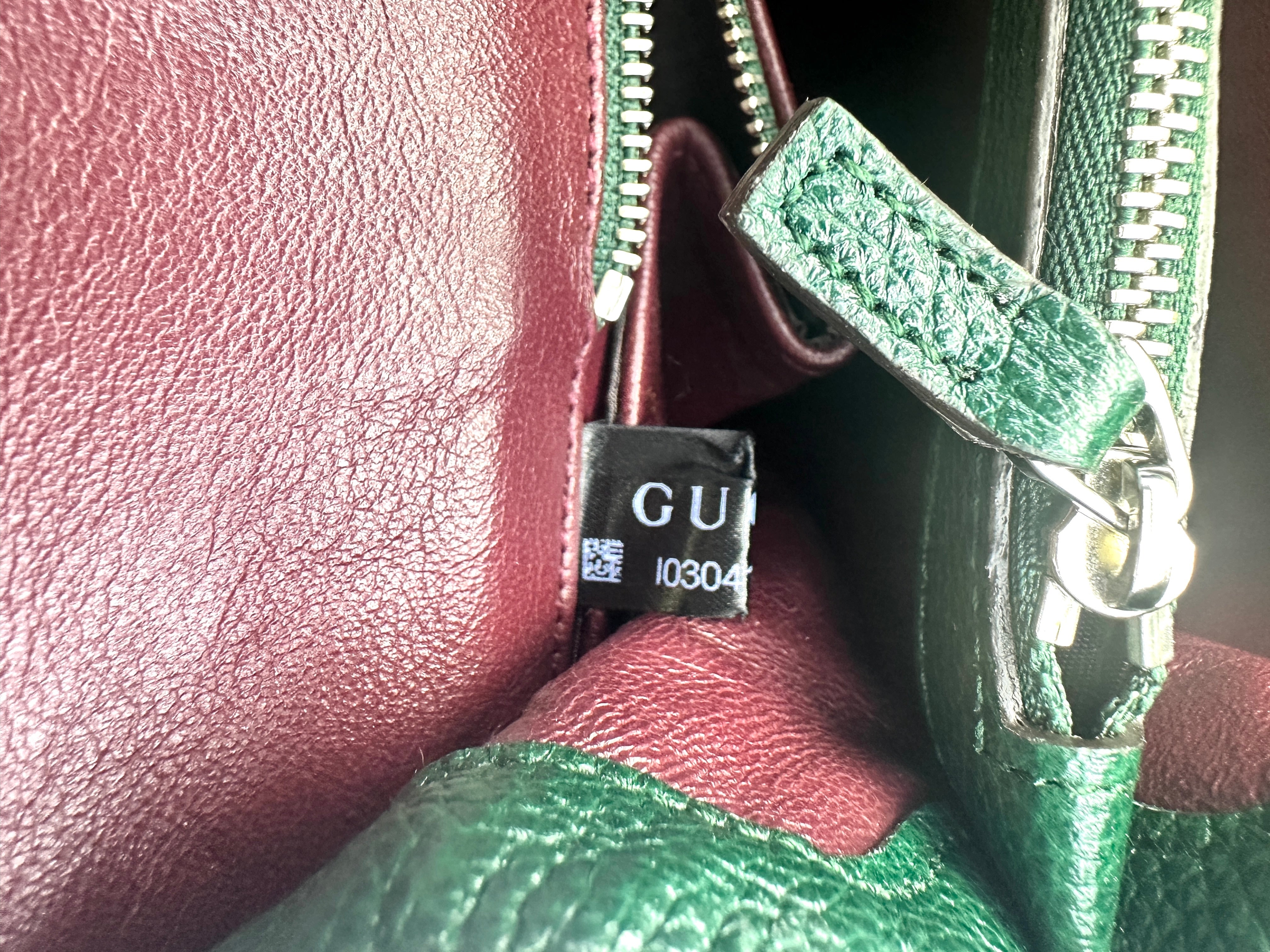 Gucci Zumi Dark Green Grainy Leather Handle Bag