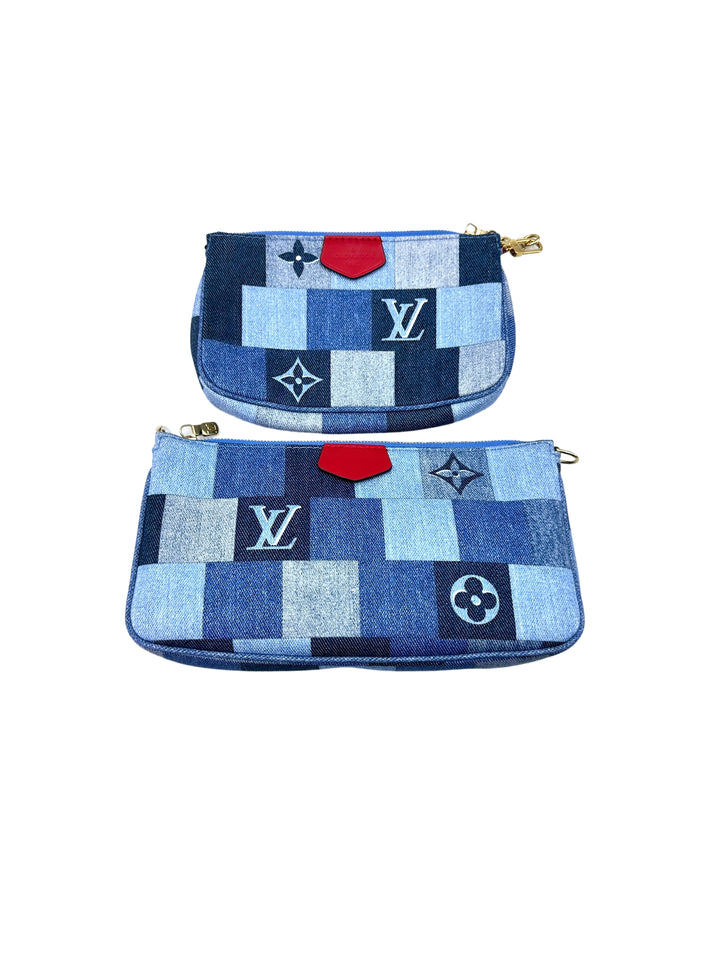 Louis Vuitton Blue Monogram Denim Patchwork Multi Pochette Accessories
